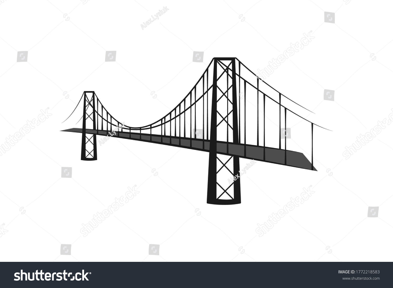 Black White Illustration Bridge Stock Vector (royalty Free) 1772218583 