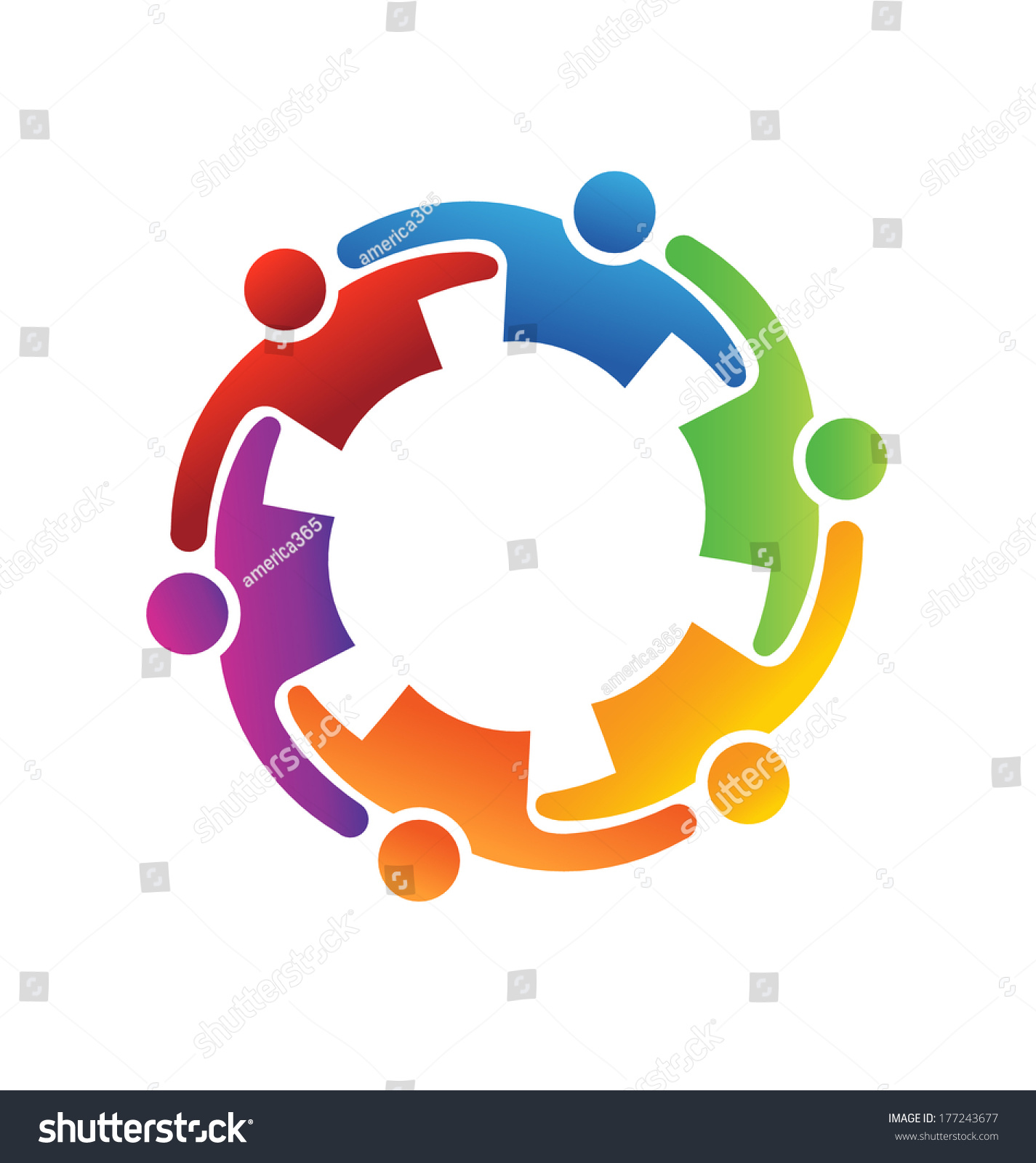 Teamwork Embrace 6 Group People Stock Illustration 177243677 