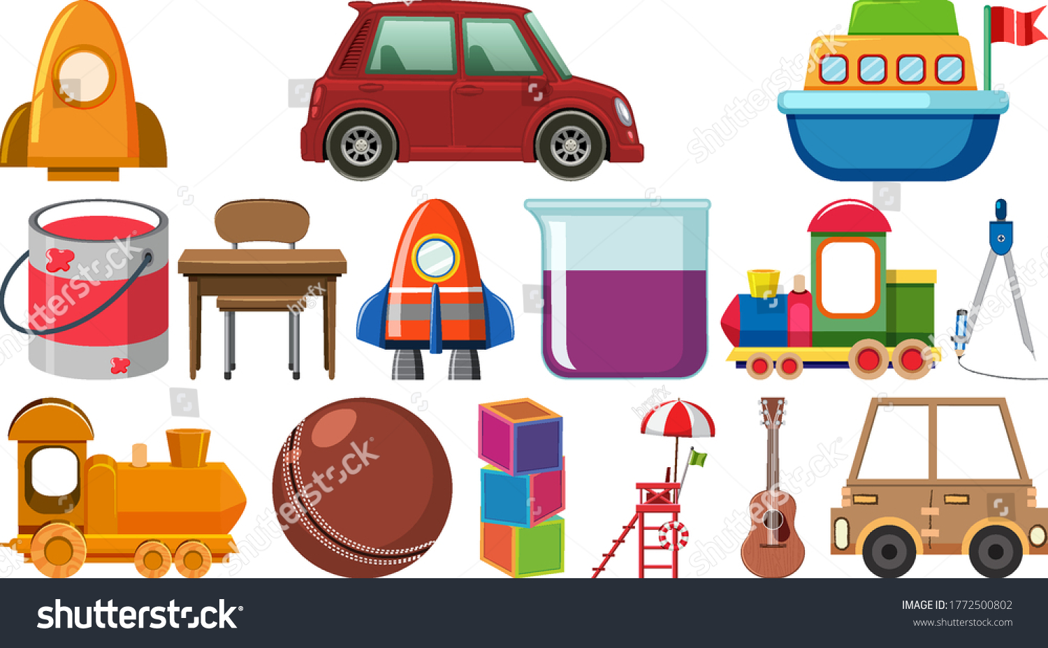 Set Various Objects Cartoon Illustration Stock Vector (Royalty Free ...