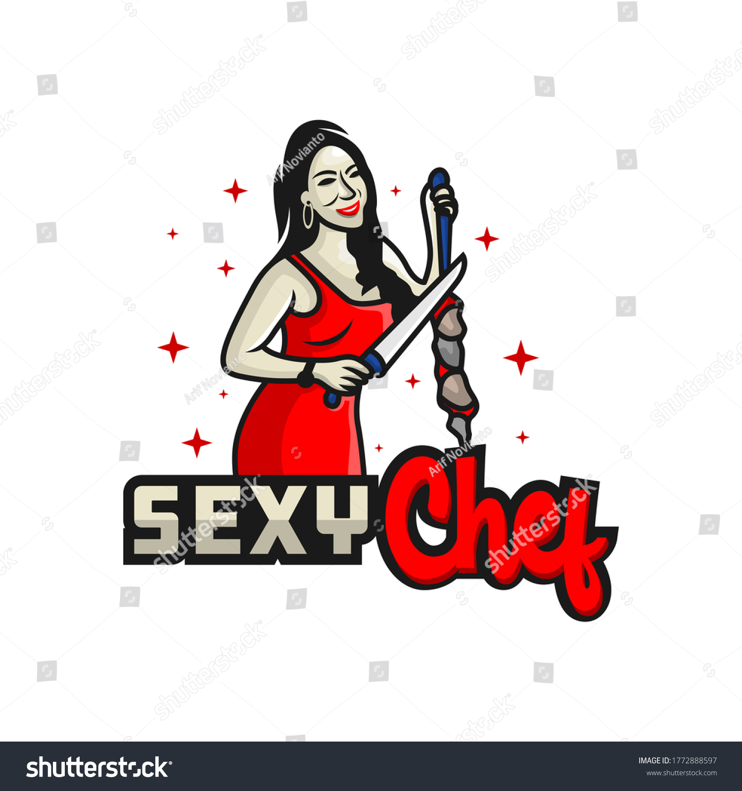 Logo Design Sexy Chef Cook Satay Stock Vector Royalty Free 1772888597