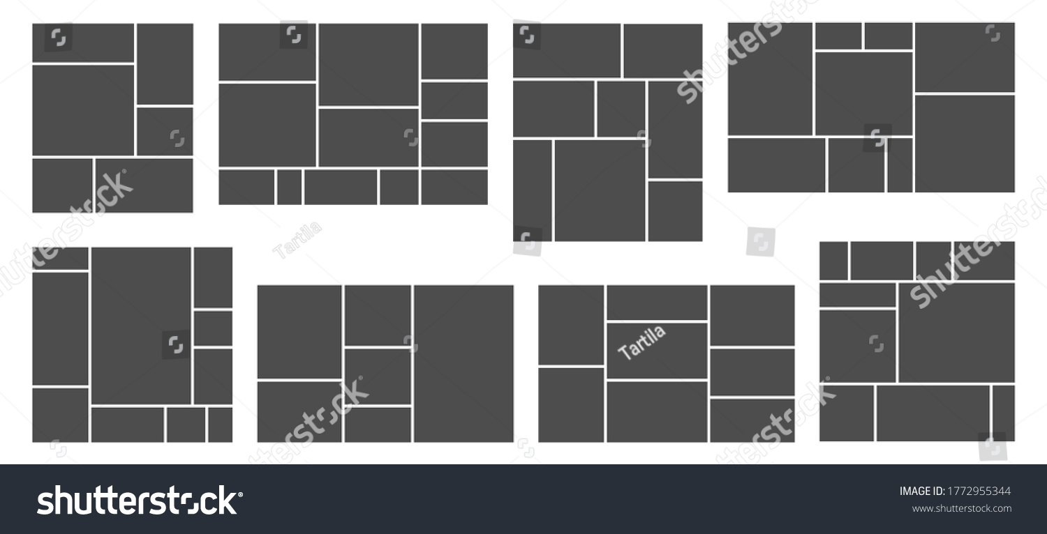 Square Photo Collage Photos Grid Template Stock Illustration 1772955344 ...