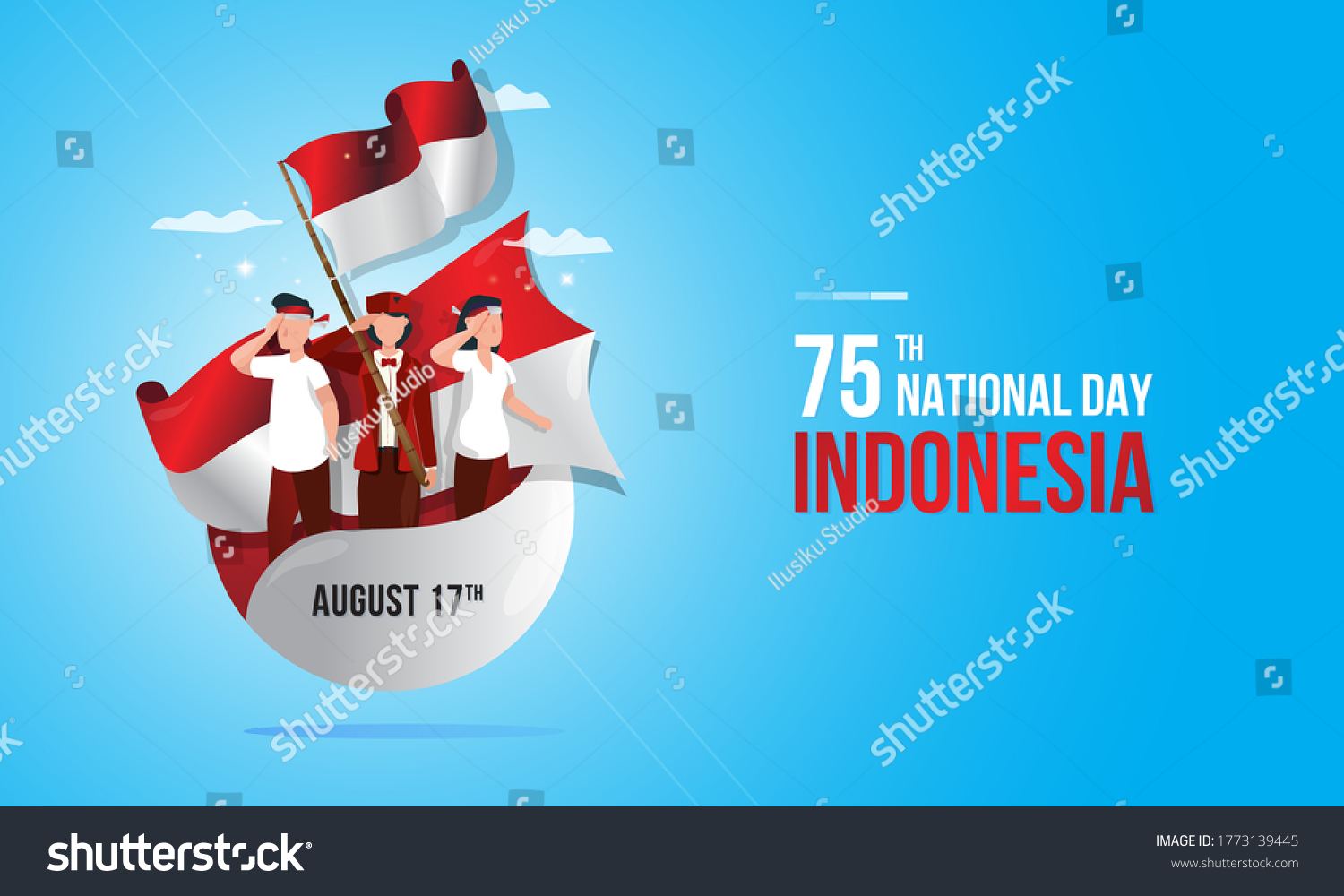 75 Years Indonesian National Day Indonesia Stock Vector (Royalty Free ...