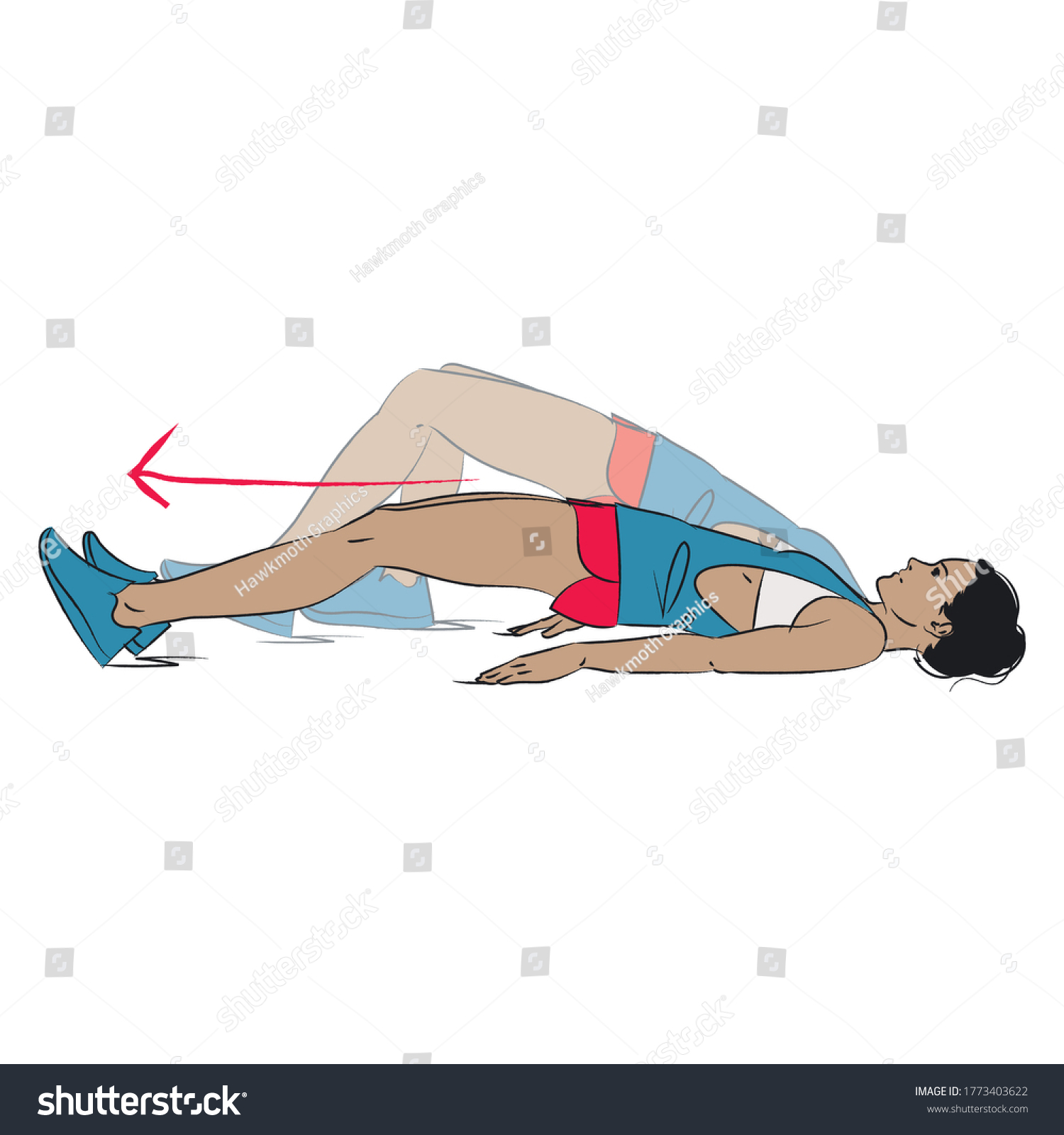 Young Woman Doing Legs Exercise Supine Stock Vector (Royalty Free ...