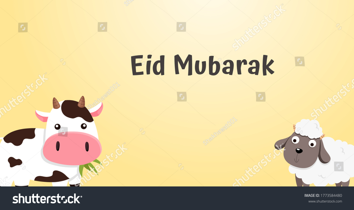 Eid Mubarak Greeting Poster Animal Illustration Stock Illustration ...