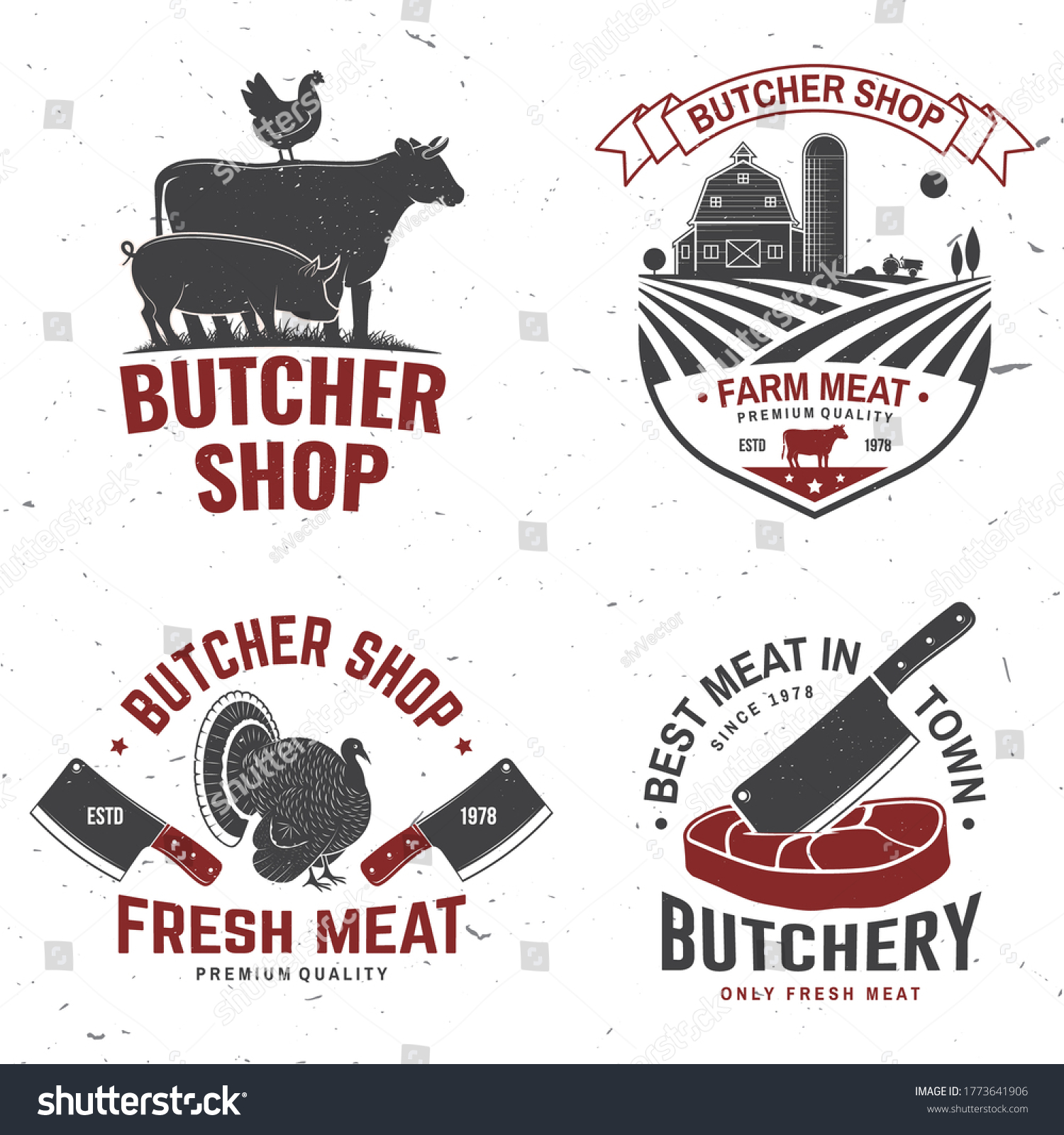Set Butcher Shop Badge Label Turkey Stock Vector (Royalty Free ...