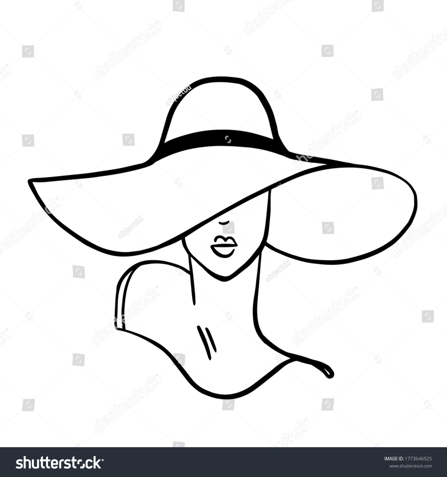 Woman Hat Vector One Line Art Stock Vector Royalty Free 1773646925 Shutterstock 9857