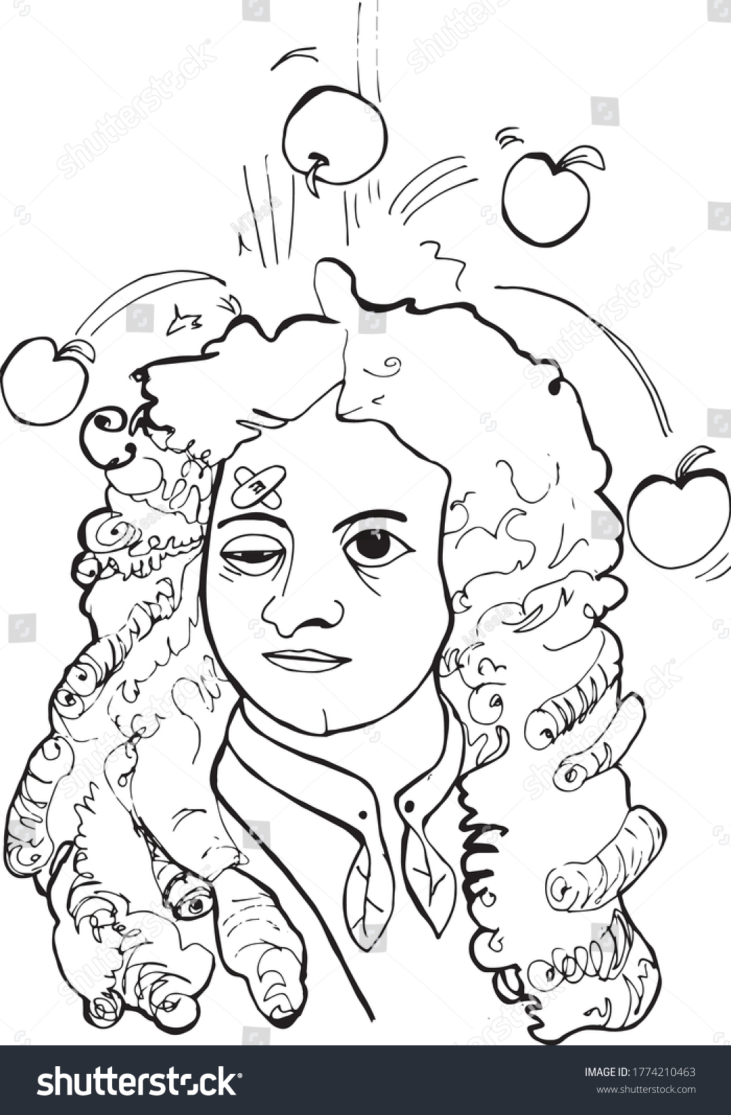 Isaac Newton Vector Caricature Funny Cartoon Stock Vector Royalty Free 1774210463 Shutterstock 7869