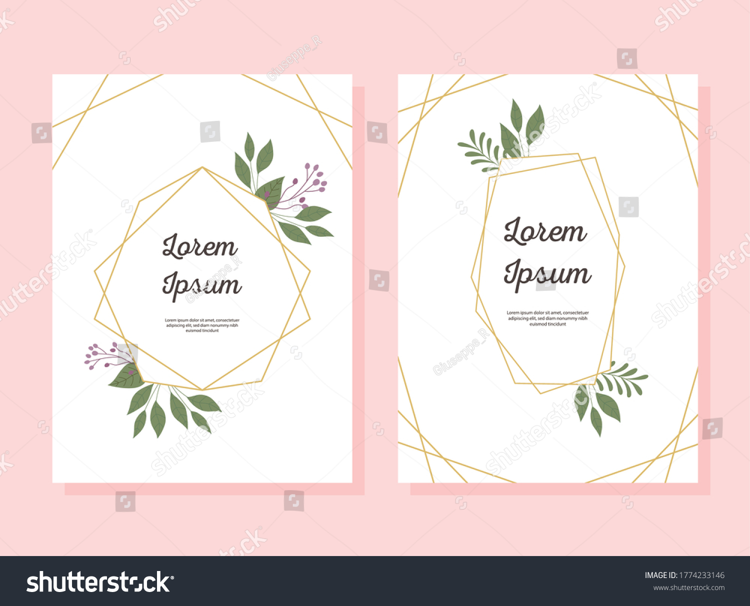 Wedding Invitation Decorative Frame Gold Lines Stock Vector (Royalty ...