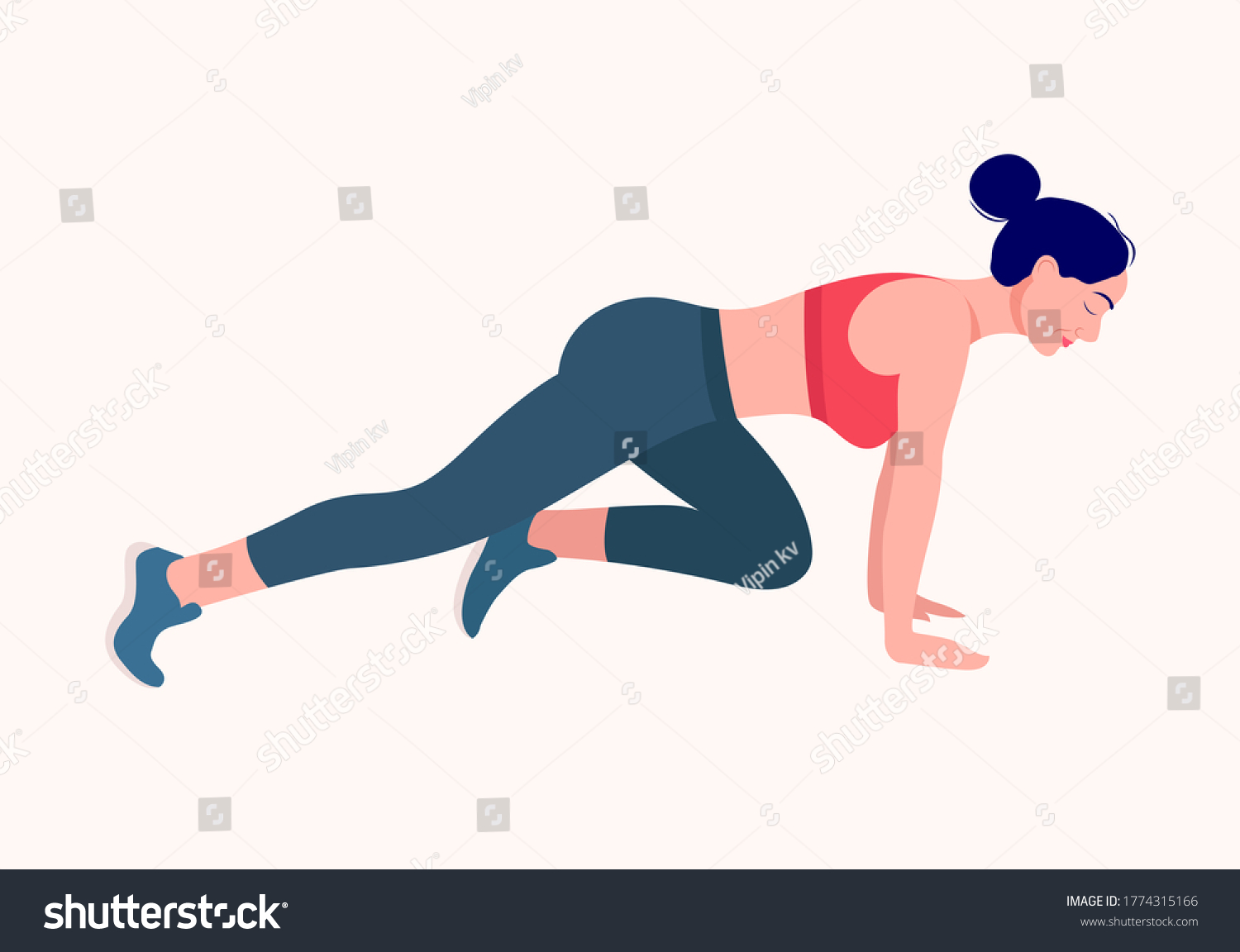 Woman Workout Fitness Aerobic Exercises Vector Stock Vector (Royalty ...