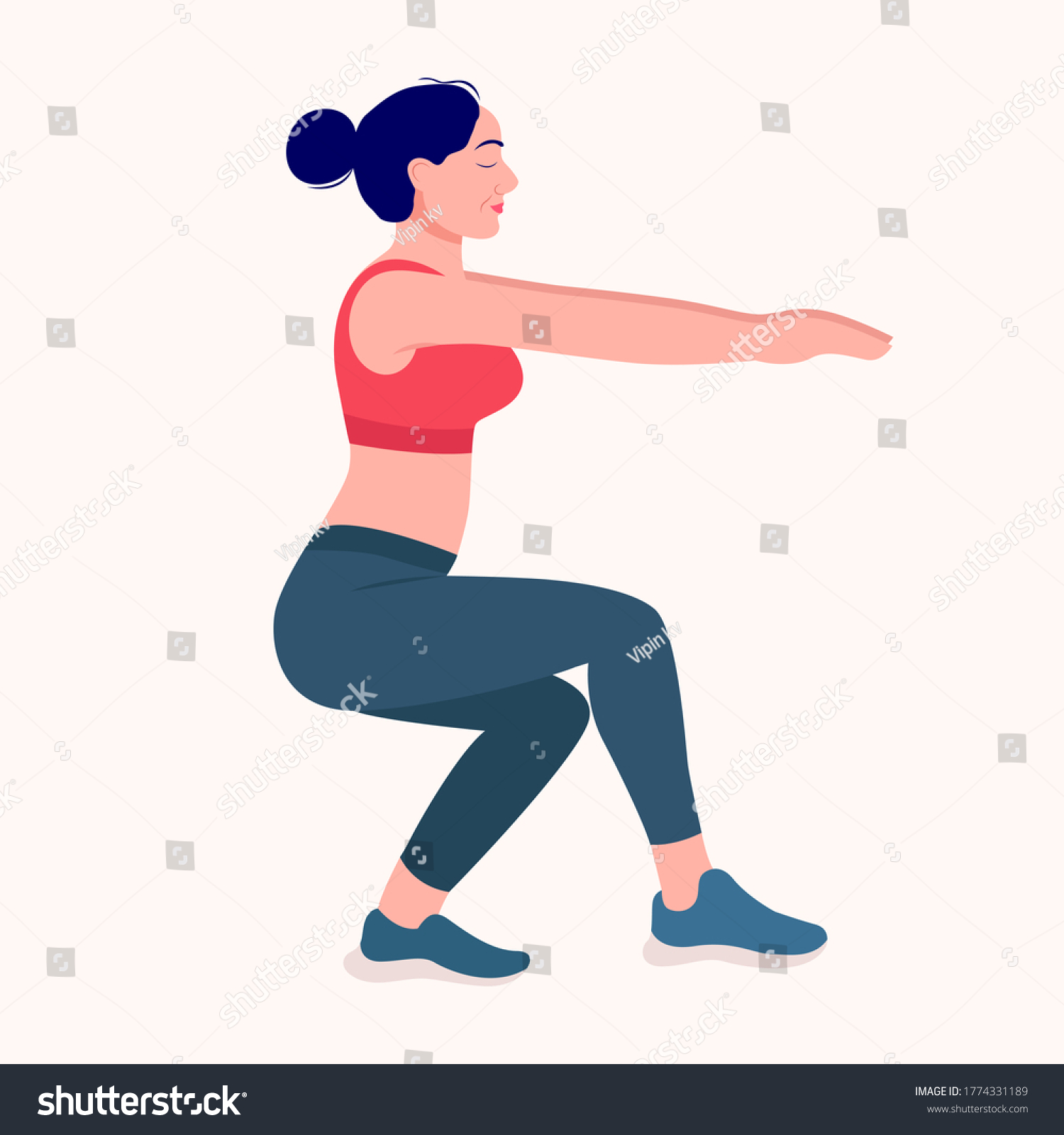 Woman Workout Fitness Aerobic Exercises Vector Stock Vector (Royalty ...