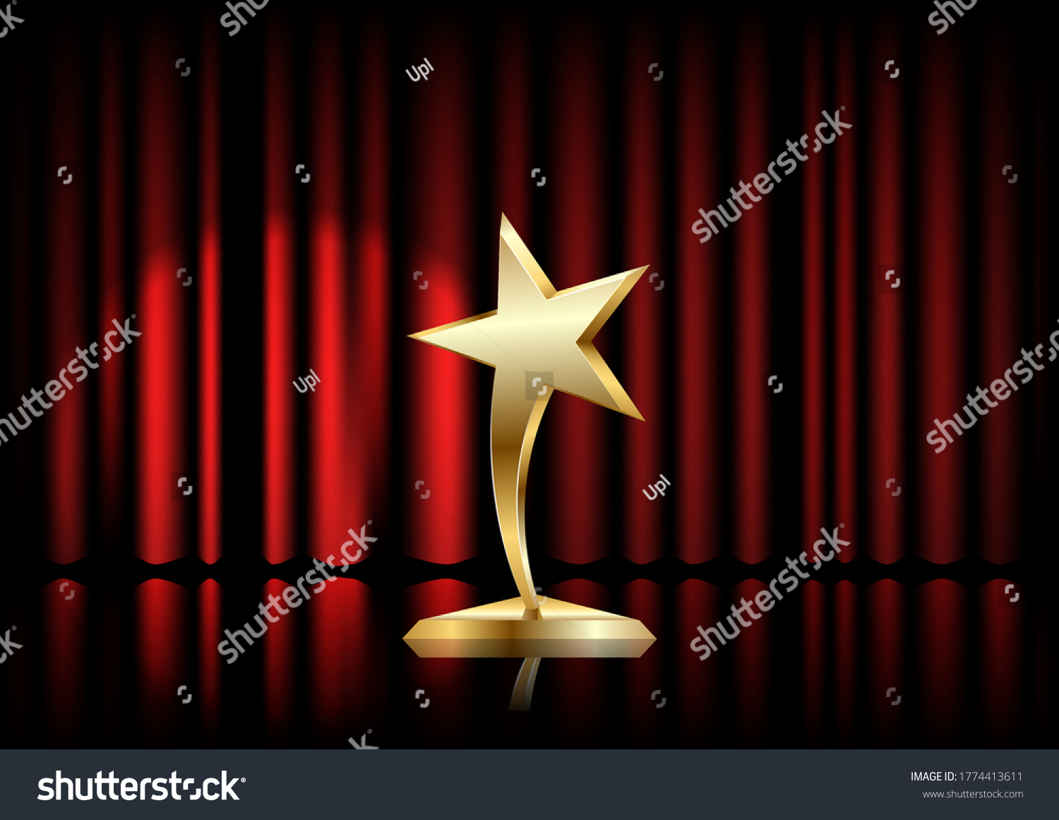 Star Award On Trophy Realistic 3d Stock Vector (Royalty Free ...