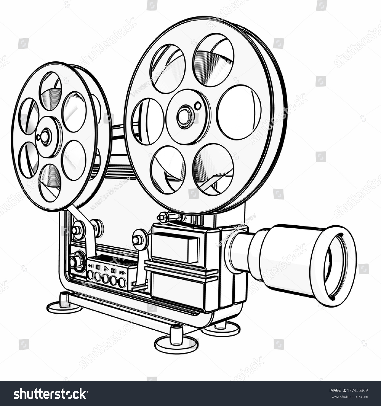 Старинный кинопроектор рисунок