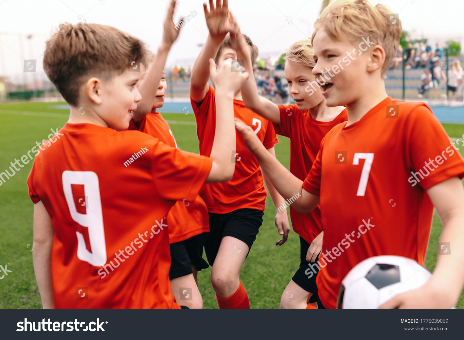 Boys Soccer Team Celebrating Victory Motivated Stock Photo 1775039069 ...