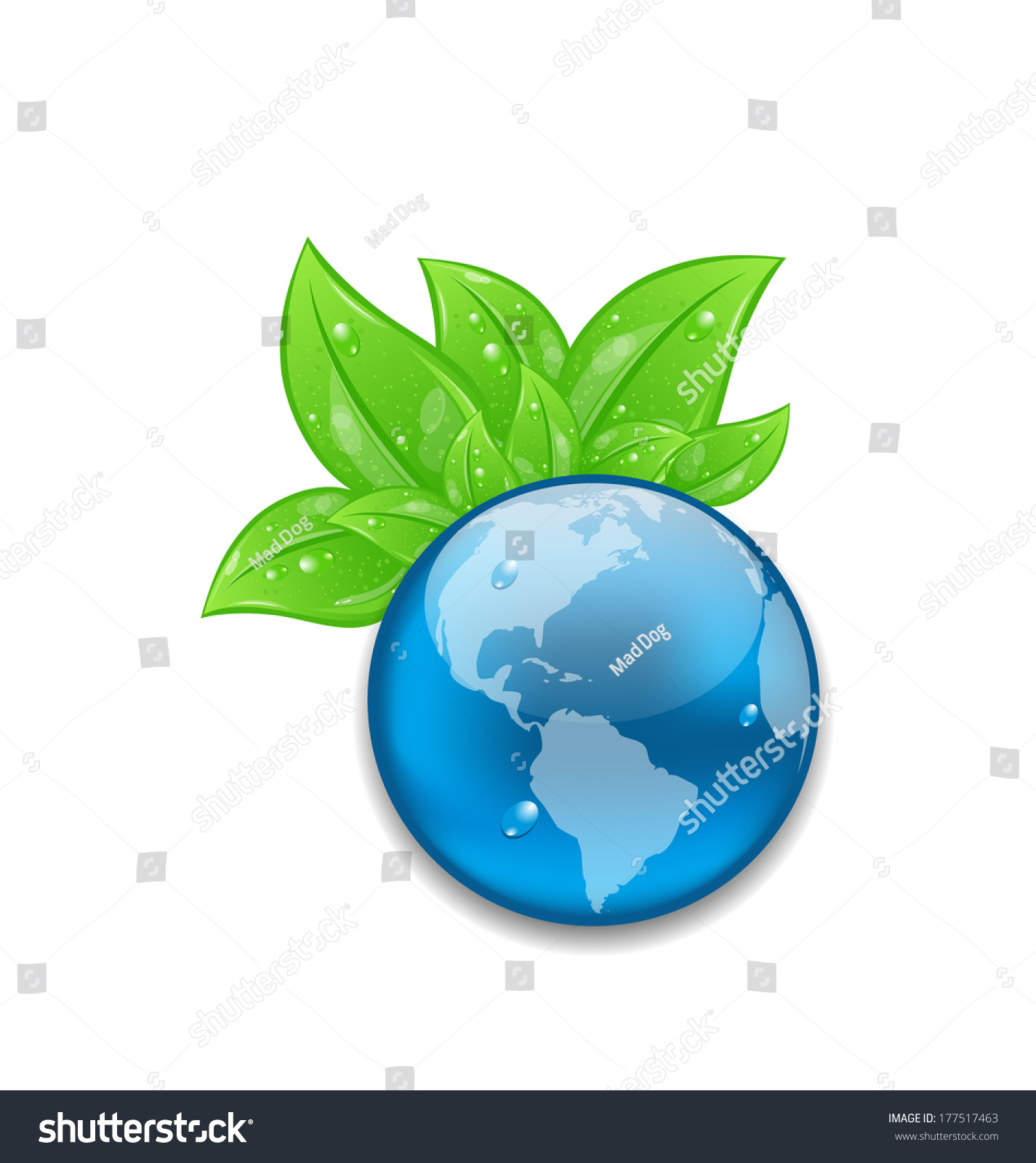 Illustration Symbol Planet Earth Green Leaves Stock Vector (Royalty ...