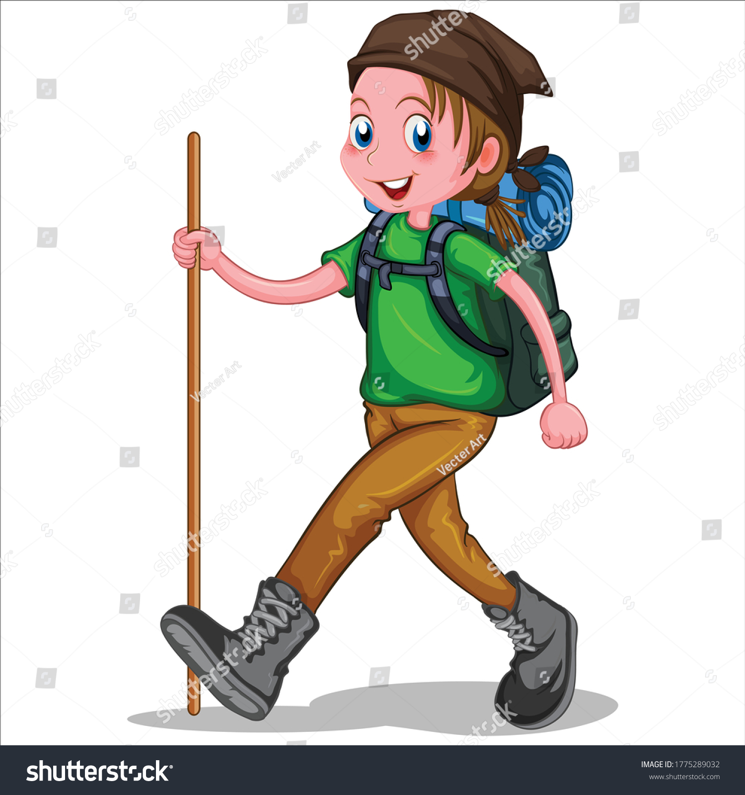 Boy Going Adventure Cartoon Vector Art Stock Vector (Royalty Free ...