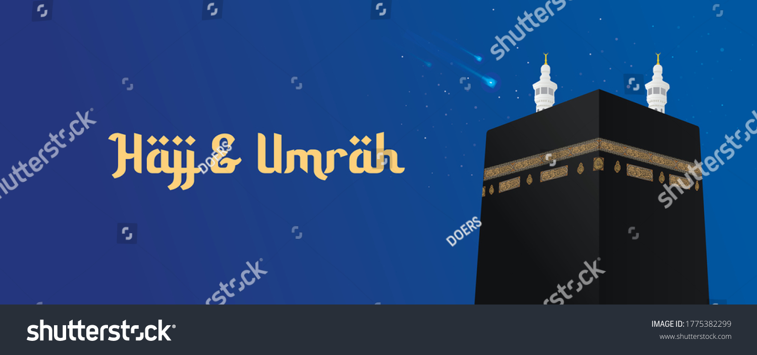 Hajj Umrah Islamic Banner Background Vector: เวกเตอร์สต็อก (ปลอดค่า ...