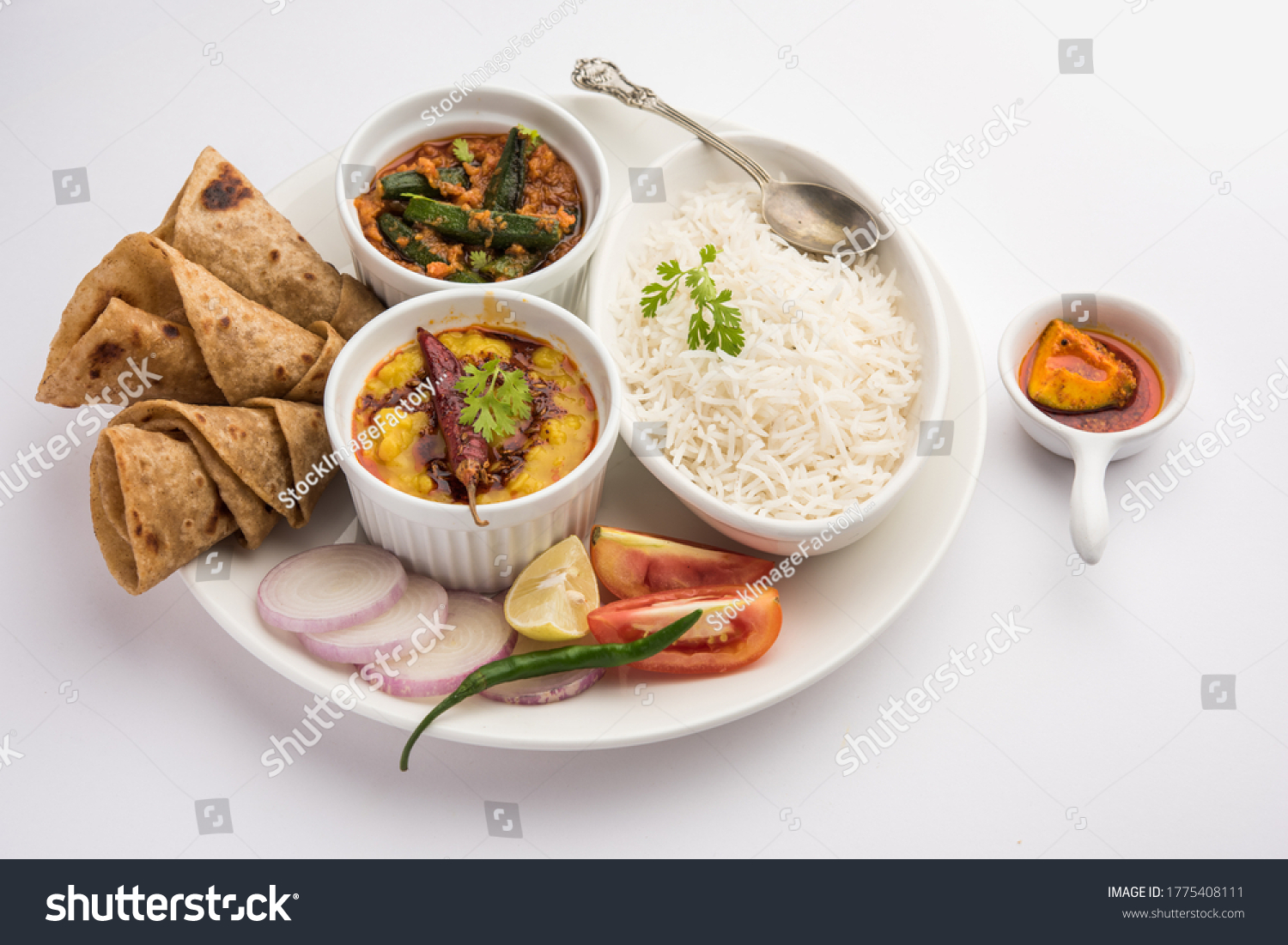 Indian Food Platter Vegetarian Thali Includes Stock Photo 1775408111 ...