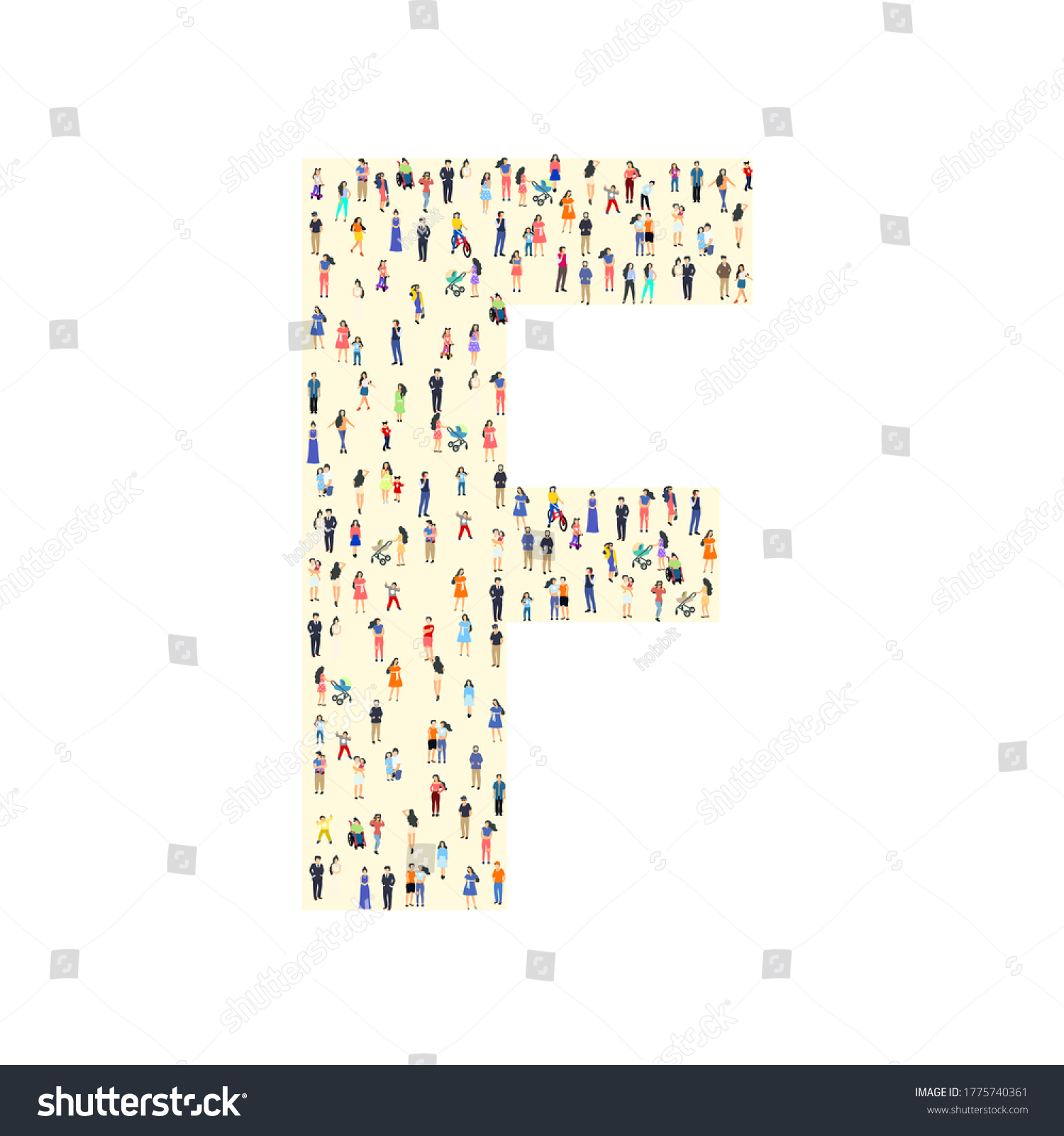 Large Group People Letter F Form Stock Vector (Royalty Free) 1775740361 ...