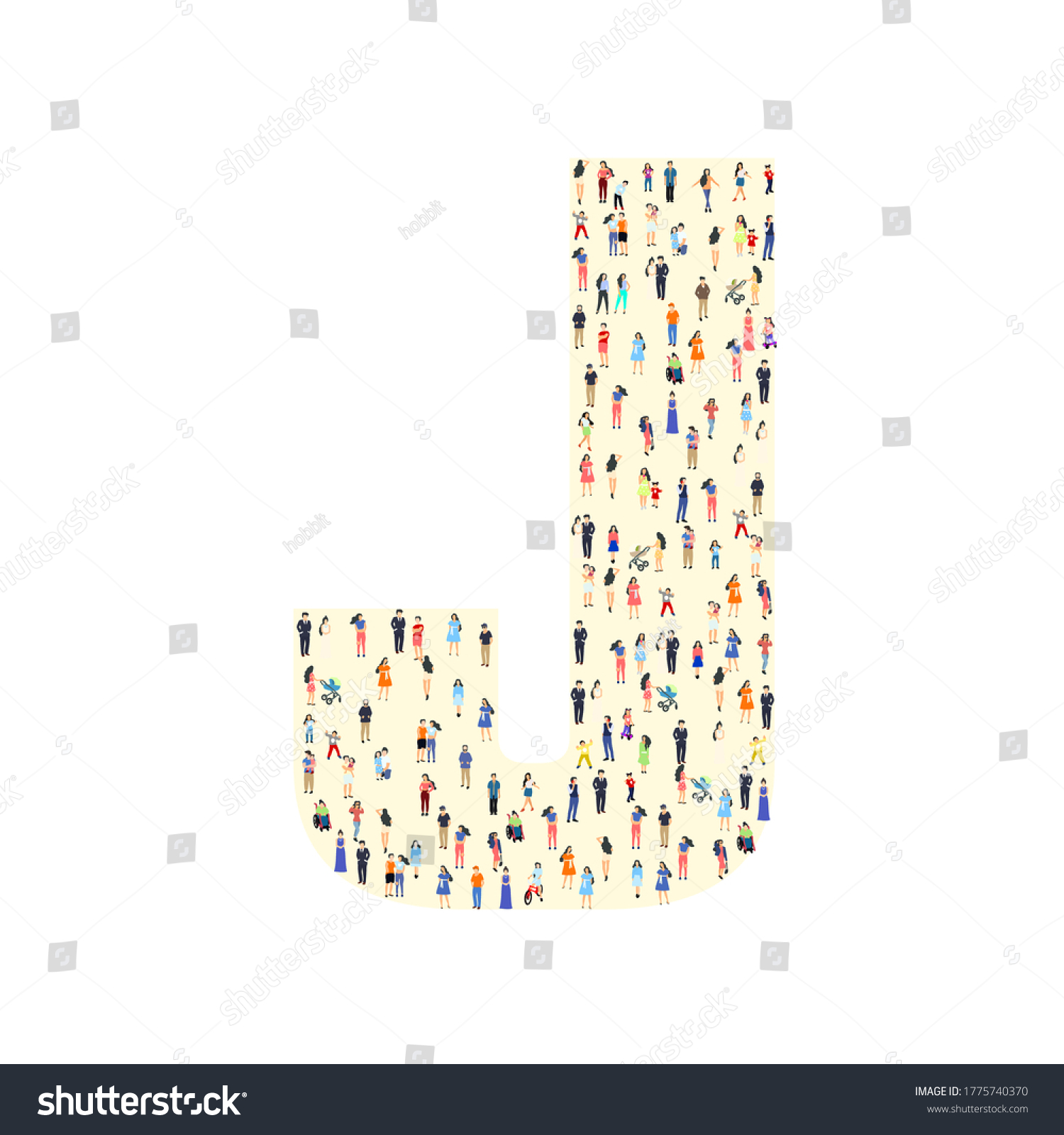 Large Group People Letter J Form Stock Vector (Royalty Free) 1775740370 ...