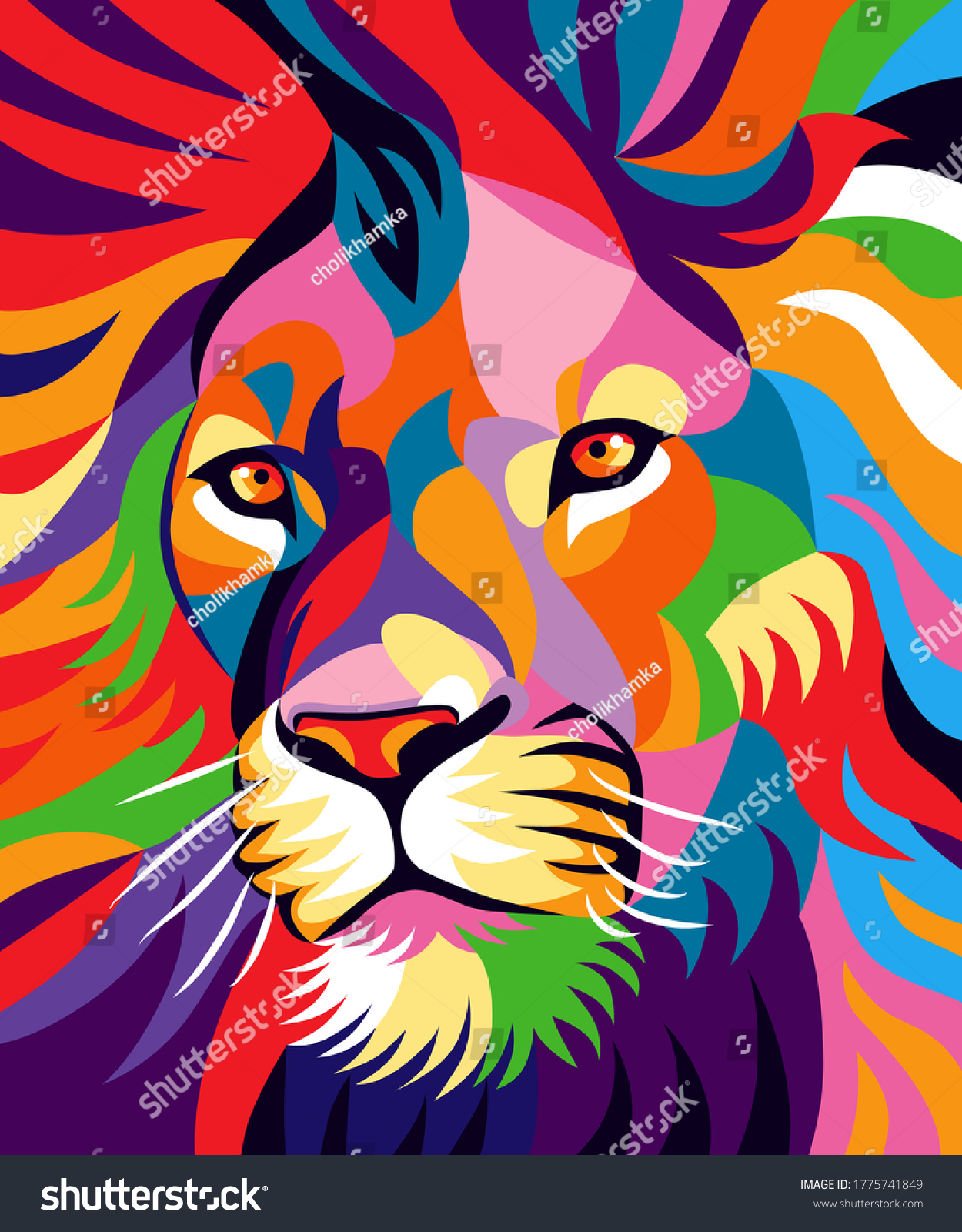 Colorful Lion Illustration Attractive Design Simple Stock Vector ...