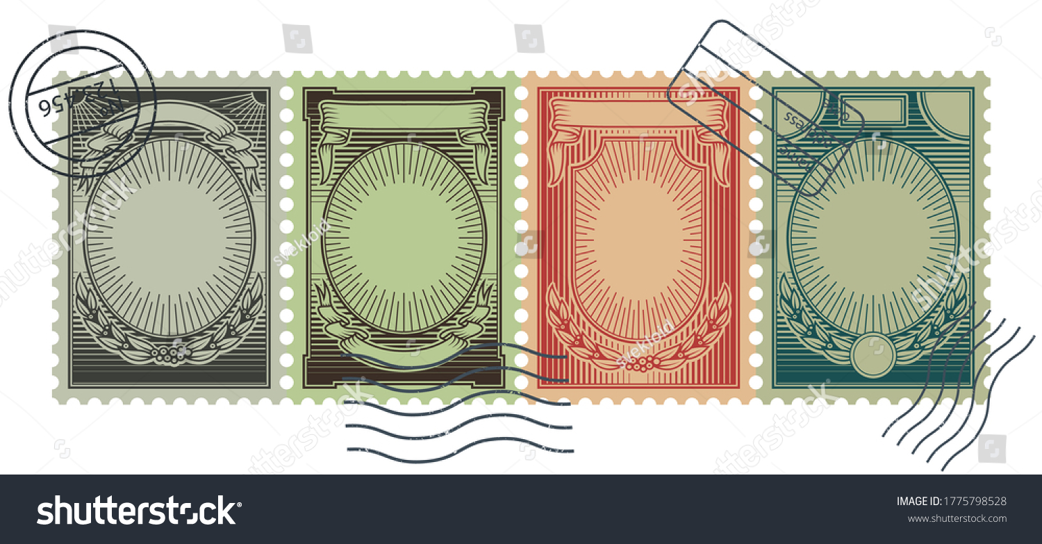 Retro Postage Stamps Background Templates Stamp Stock Vector (Royalty