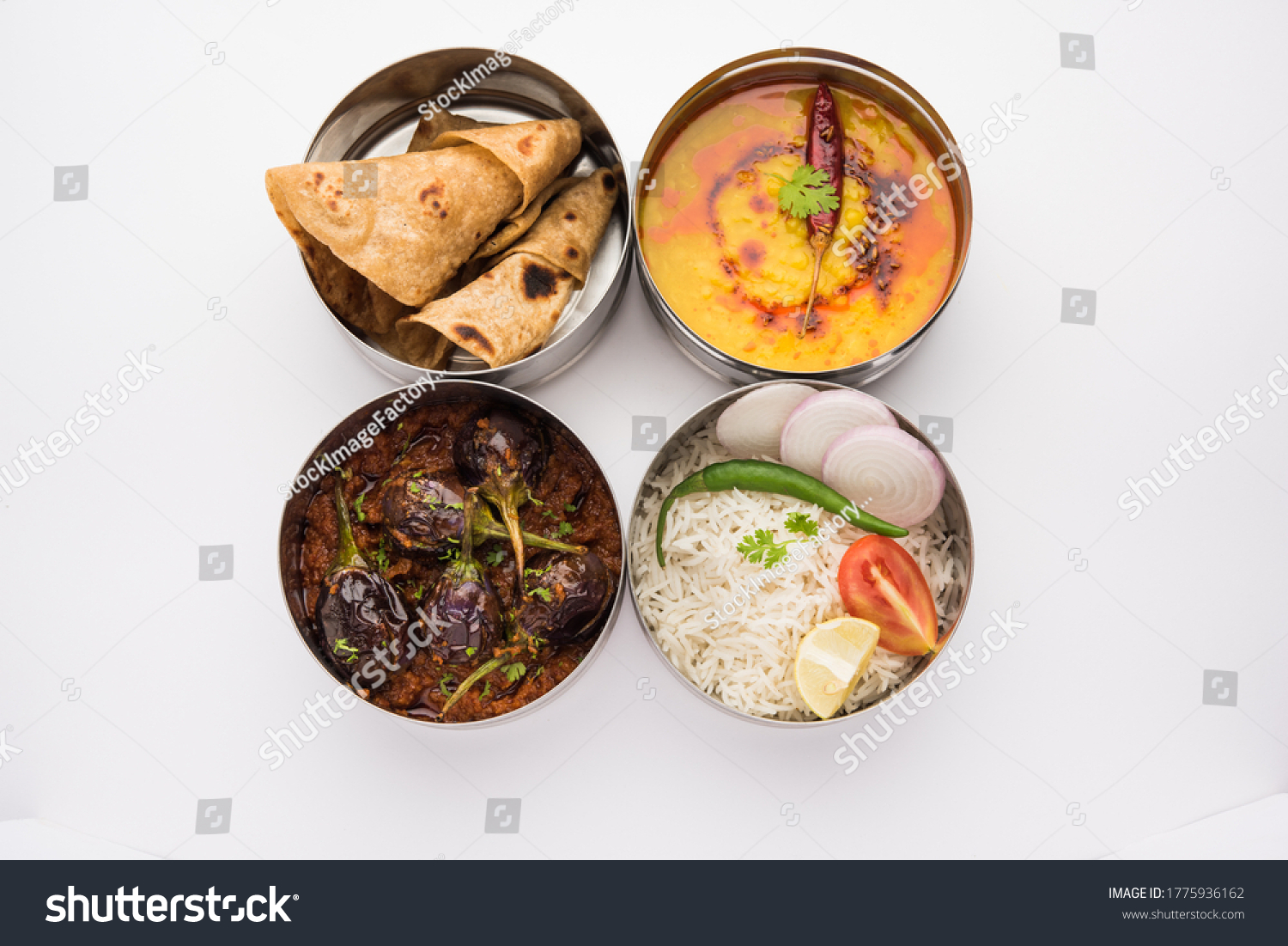 Indian Vegetarian Lunch Box Tiffin Made Stock Photo 1775936162