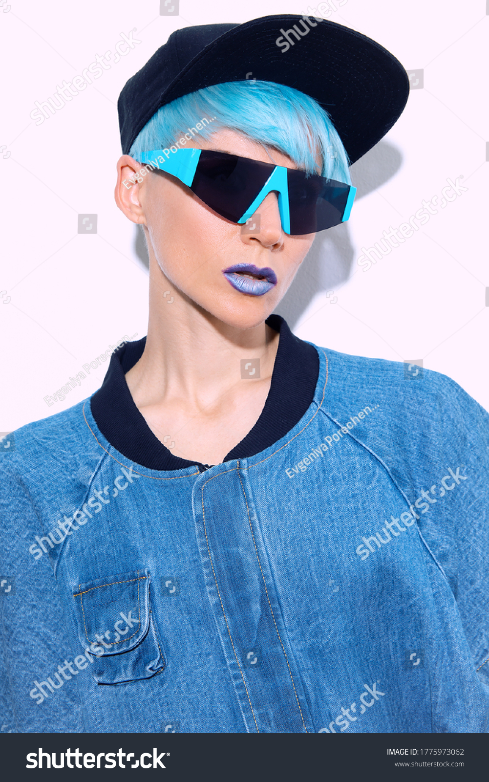 Fashion Model Short Blue Colored Hair Stock Photo 1775973062 | Shutterstock