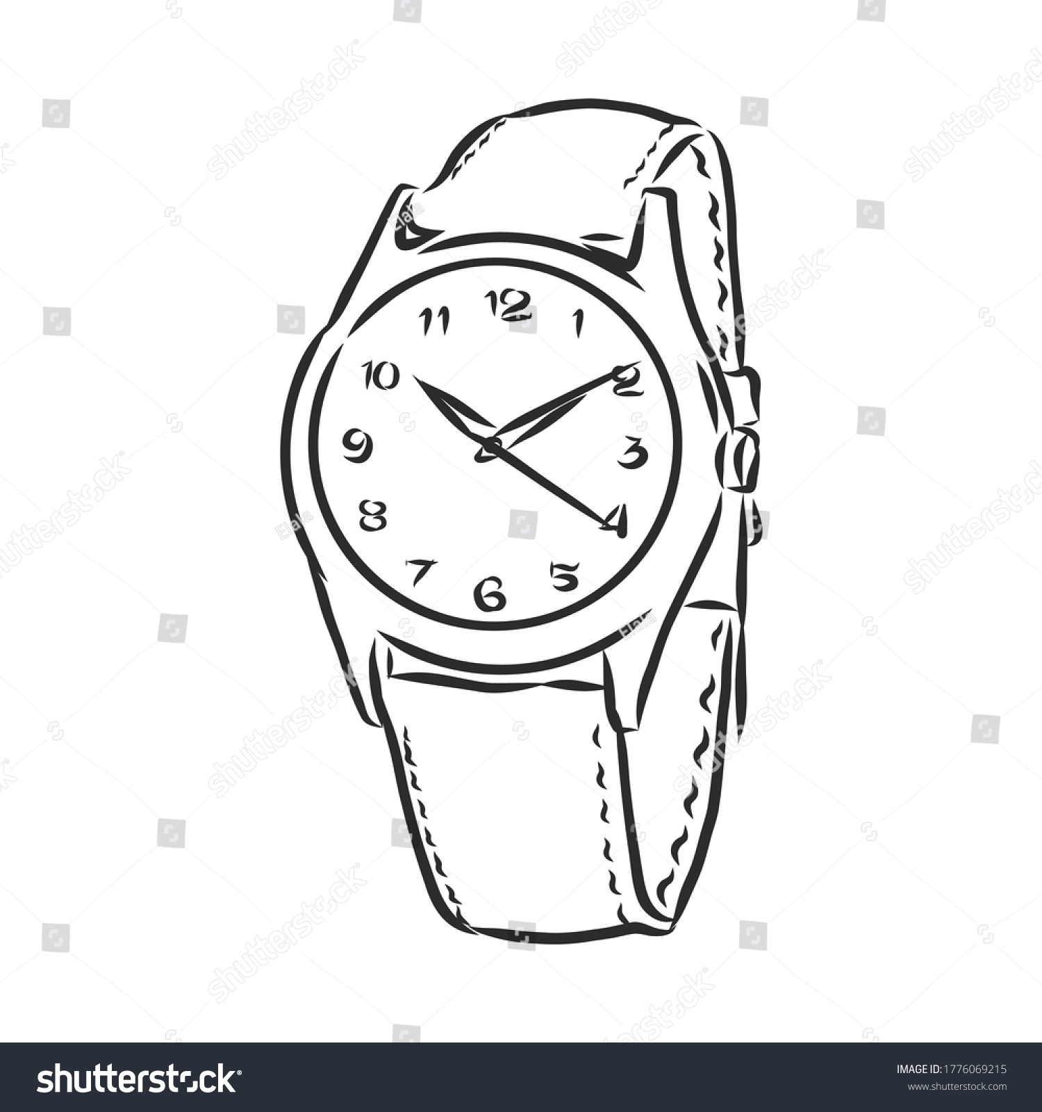 Sketch Wrist Watch Isolated On White Stock Vector (Royalty Free ...