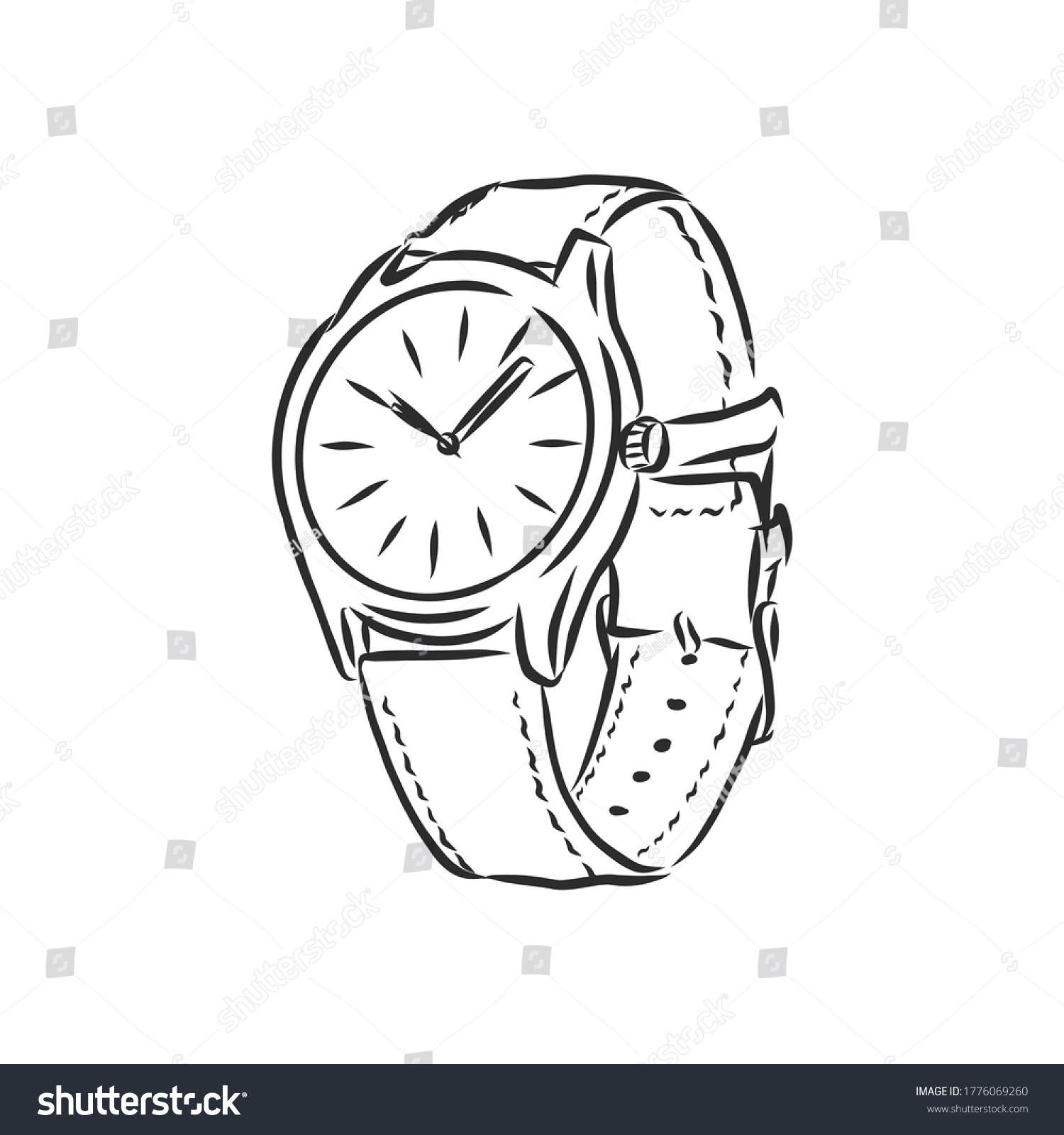 Sketch Wrist Watch Isolated On White Stock Vector (Royalty Free ...