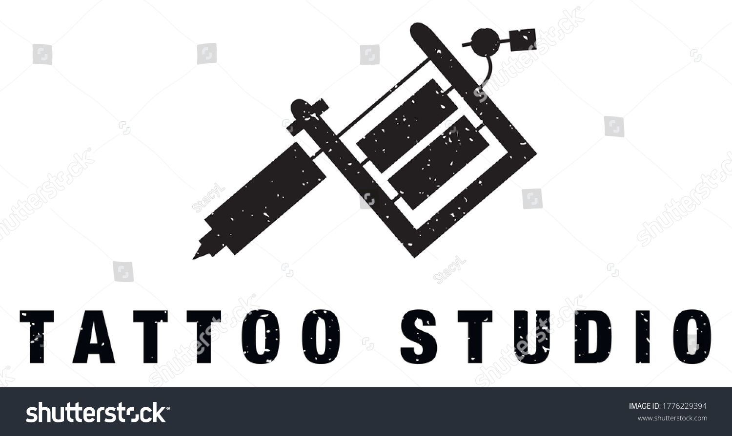 Vector Illustration Tattoo Machine Silhouette Logo Stock Vector ...