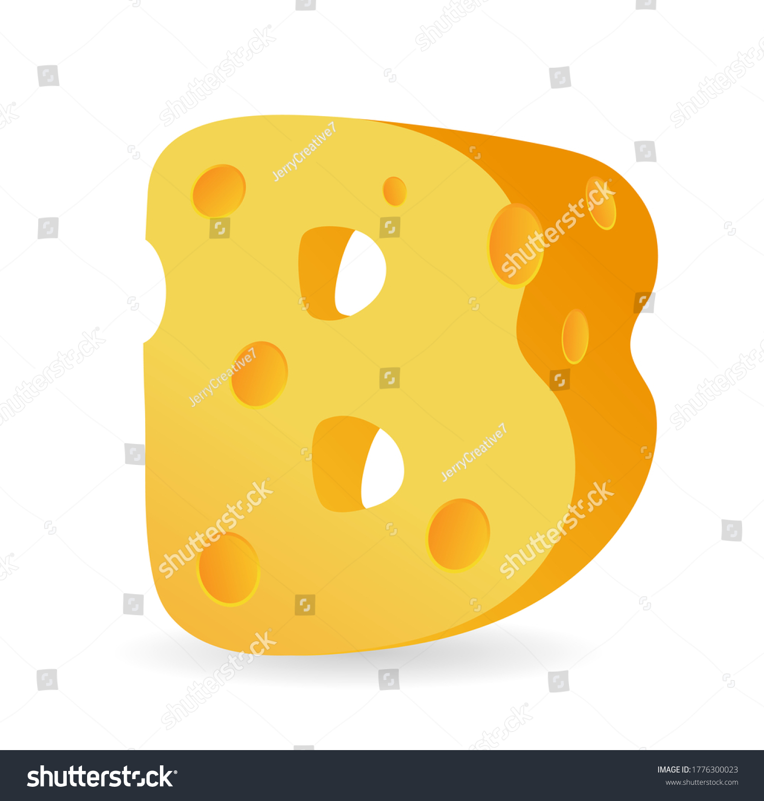 Letter B Cartoon Style Cheese Vector Stock Vector (Royalty Free ...