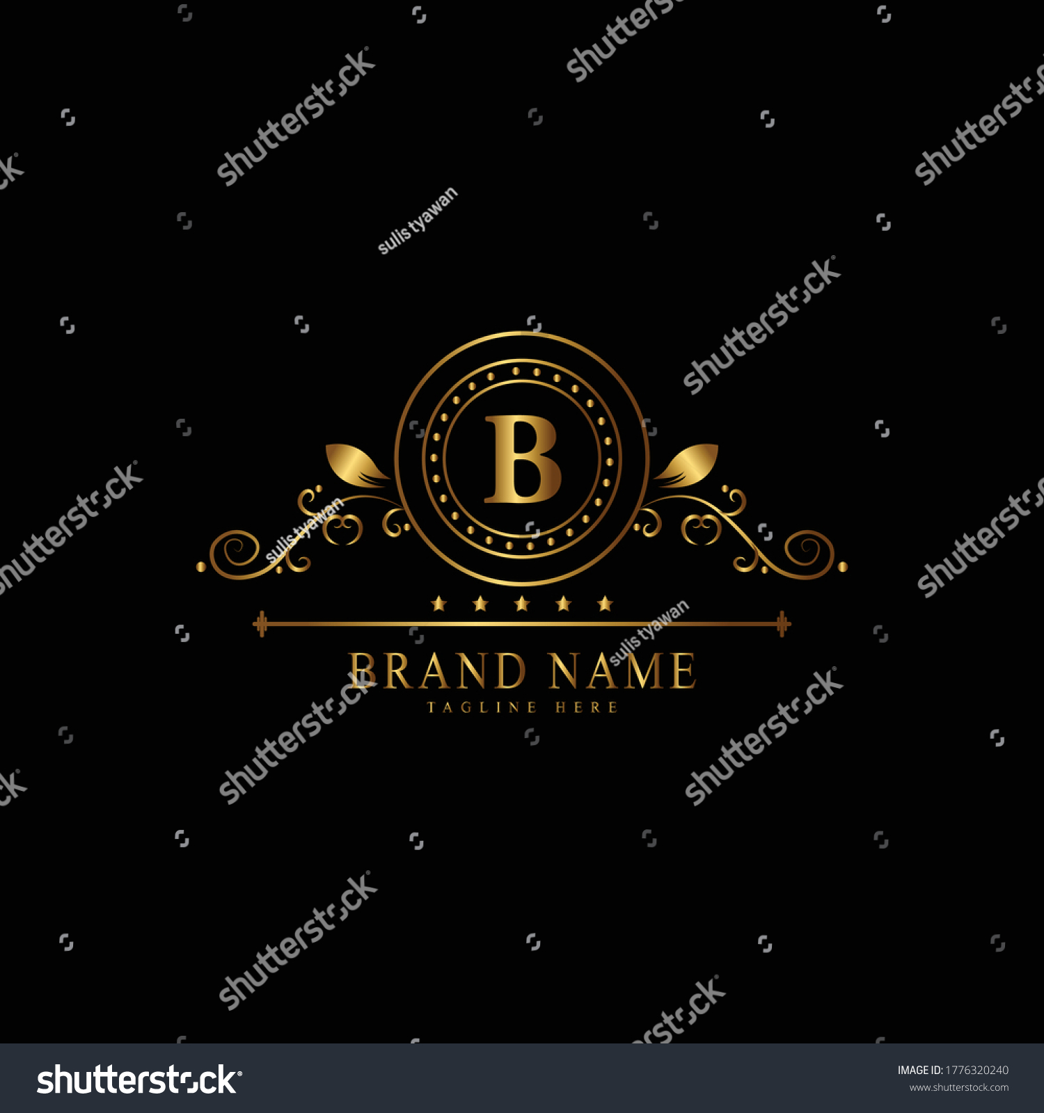 B Premium Luxury Gold Monogram Logo Stock Vector (Royalty Free ...