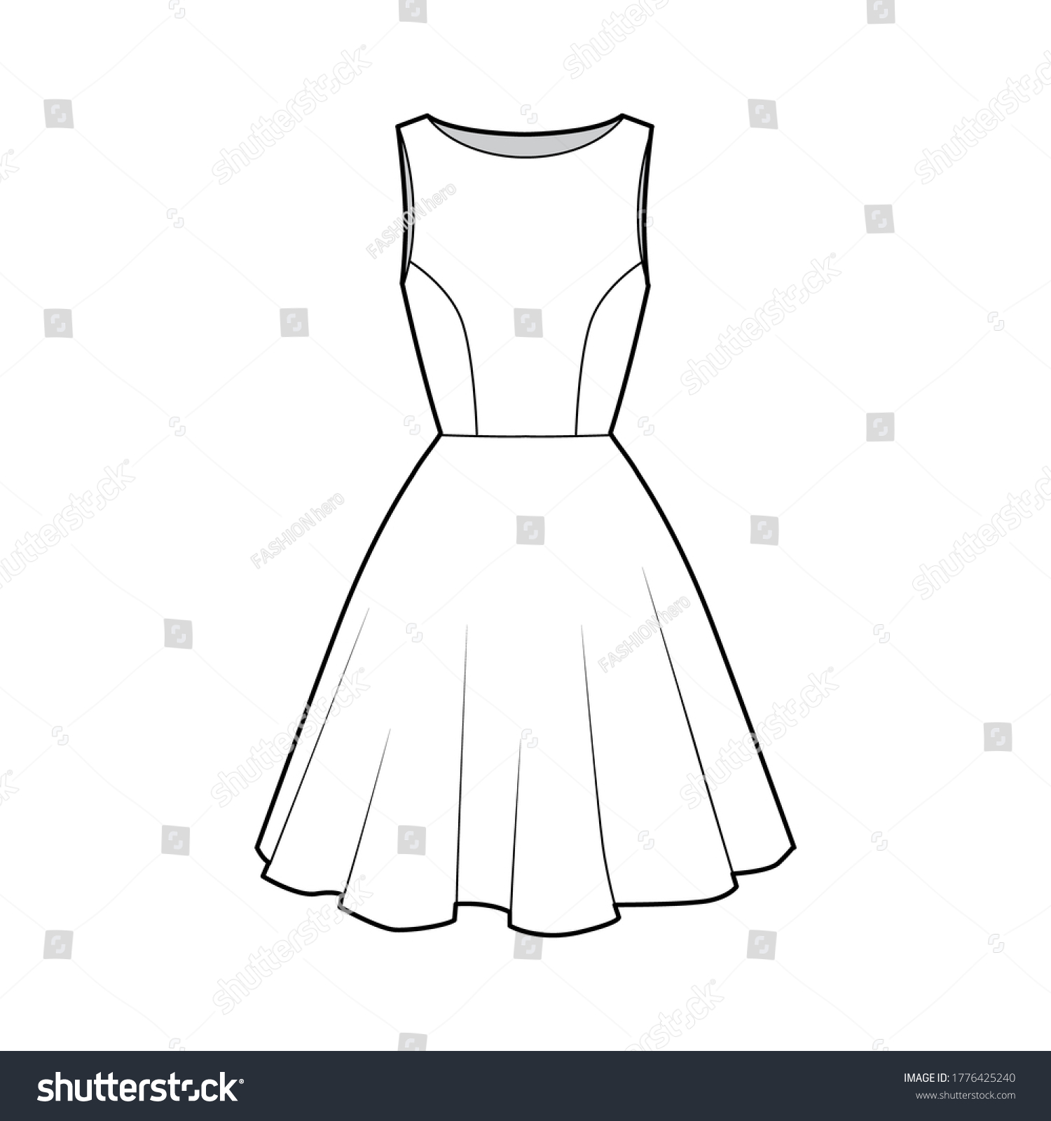 Dress Technical Fashion Illustration Fitted Body Stock Vector (Royalty ...