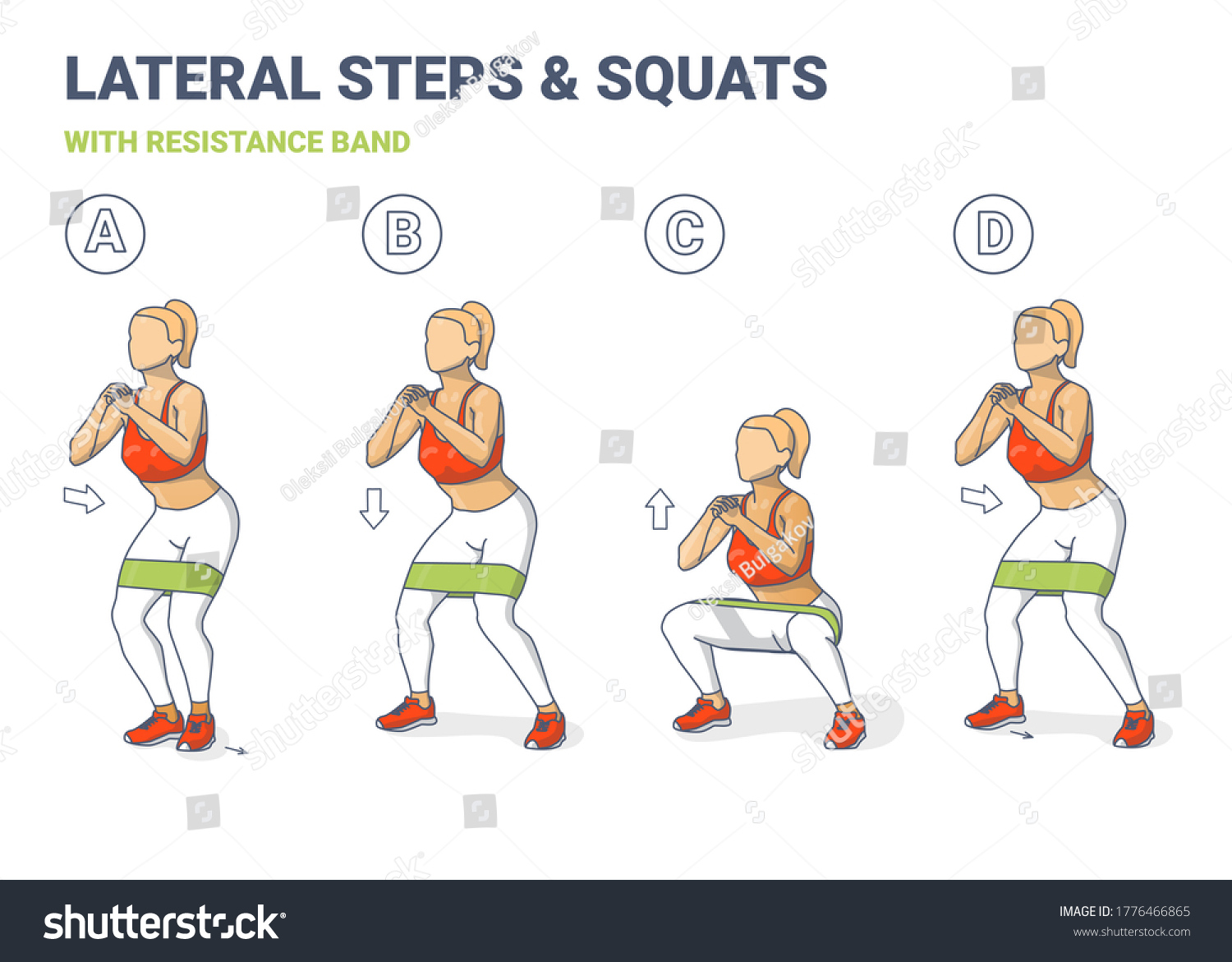 Lateral Walk Squats Resistance Band Girl Stock Vector (Royalty Free ...