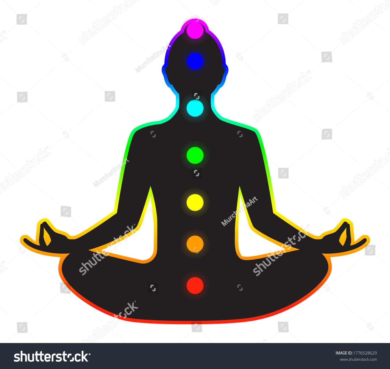 Meditating Woman Color Chakras Vector Illustration Stock Vector ...