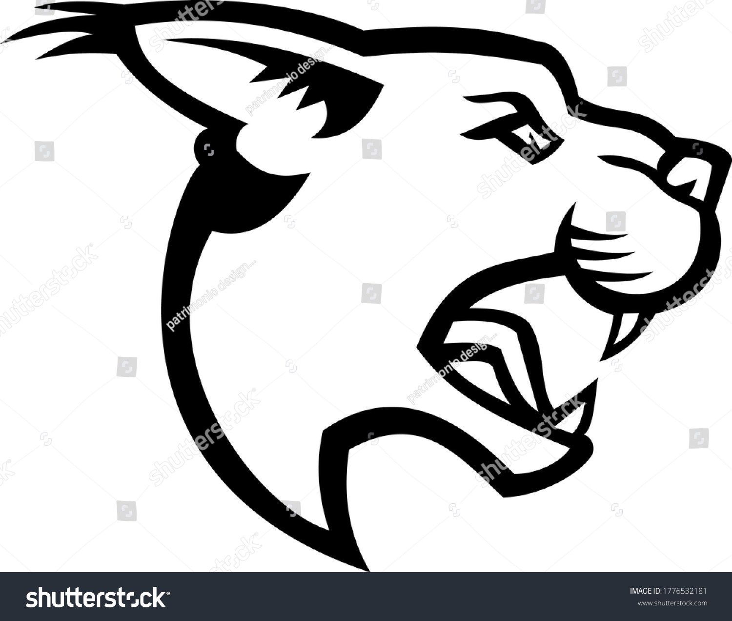 Head Angry Caracal Side Mascot Black Stock Vector (Royalty Free ...