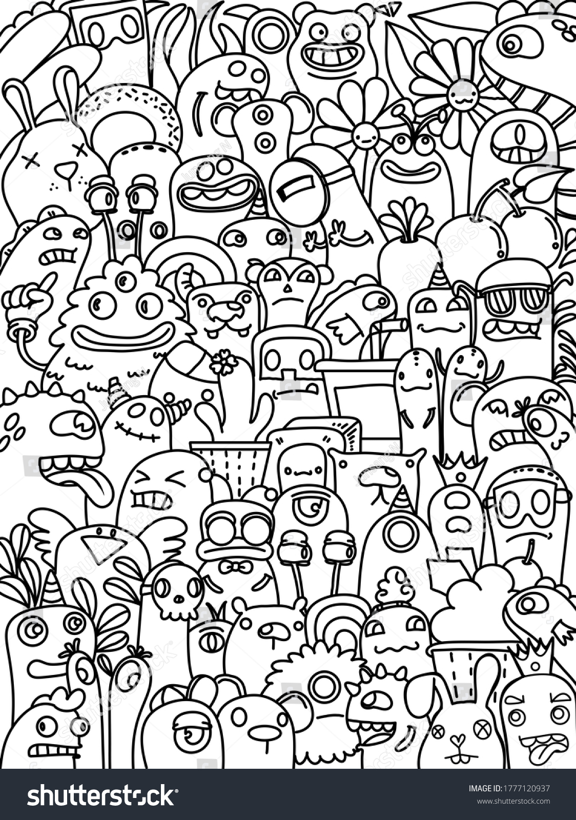 Handdrawn Illustrations Monsters Doodle Hand Drawn Stock Illustration ...