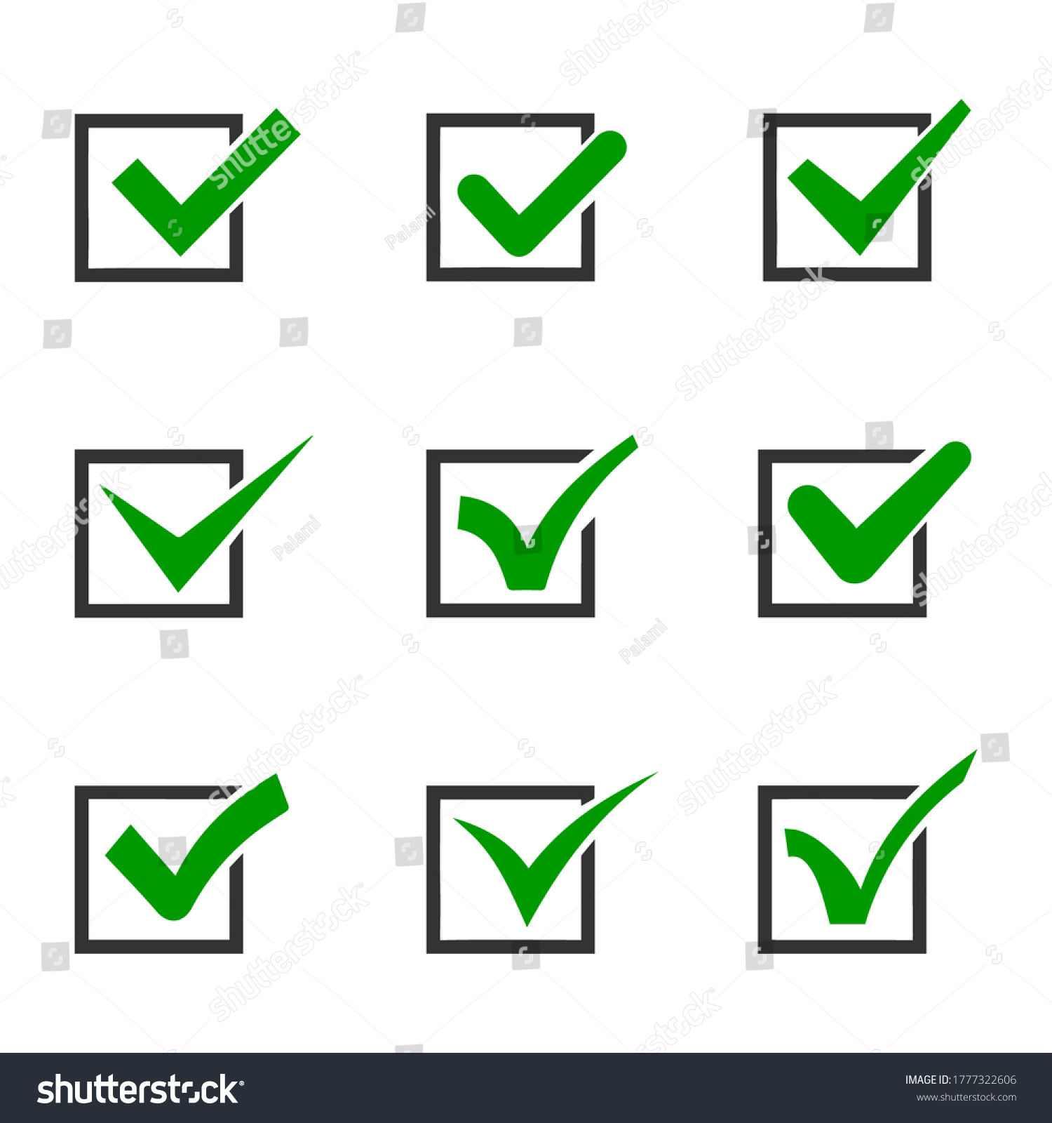 Checkmark Tick Mark Collection Set Acceptance Stock Vector (Royalty ...