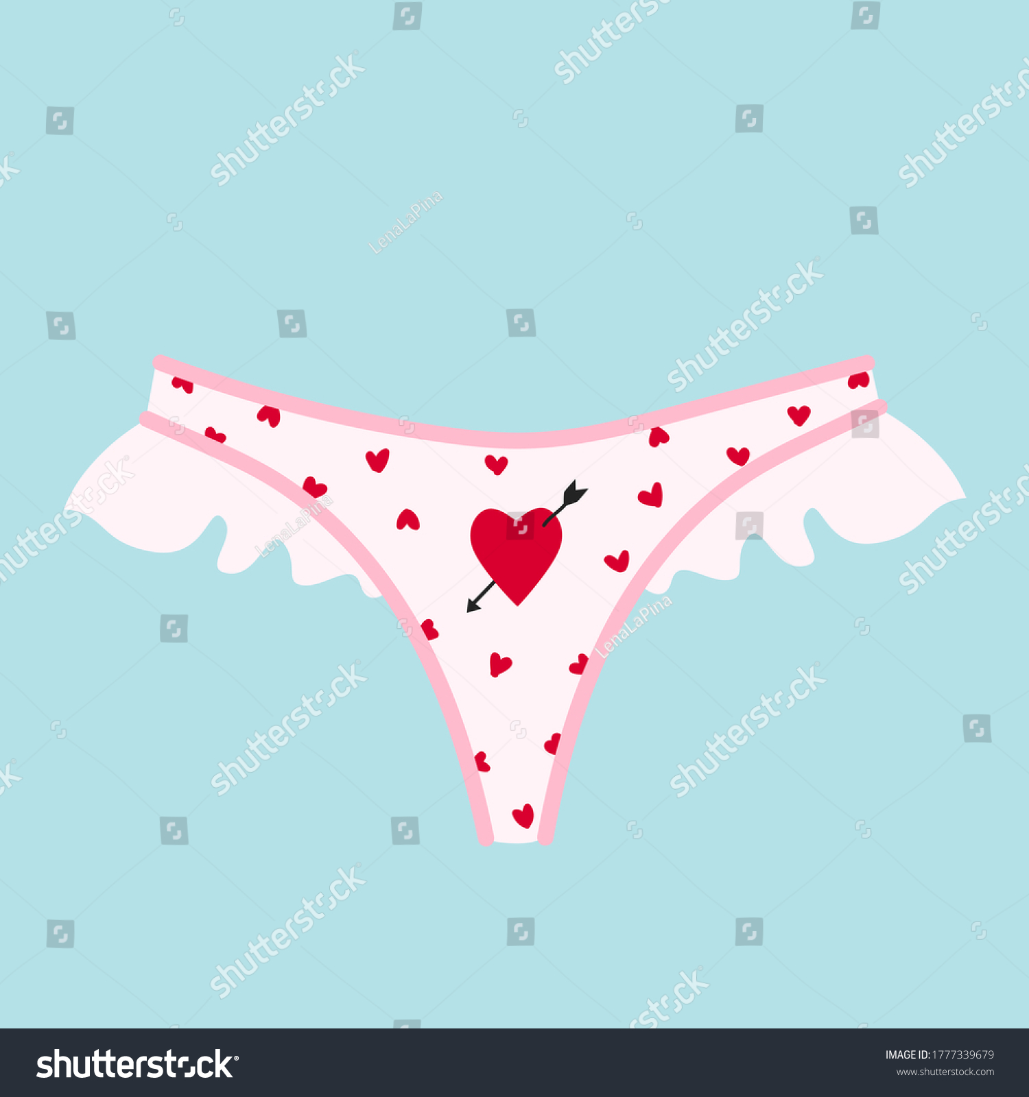 Pink Female Thongs Red Heart Trendy Stock Vector (Royalty Free ...