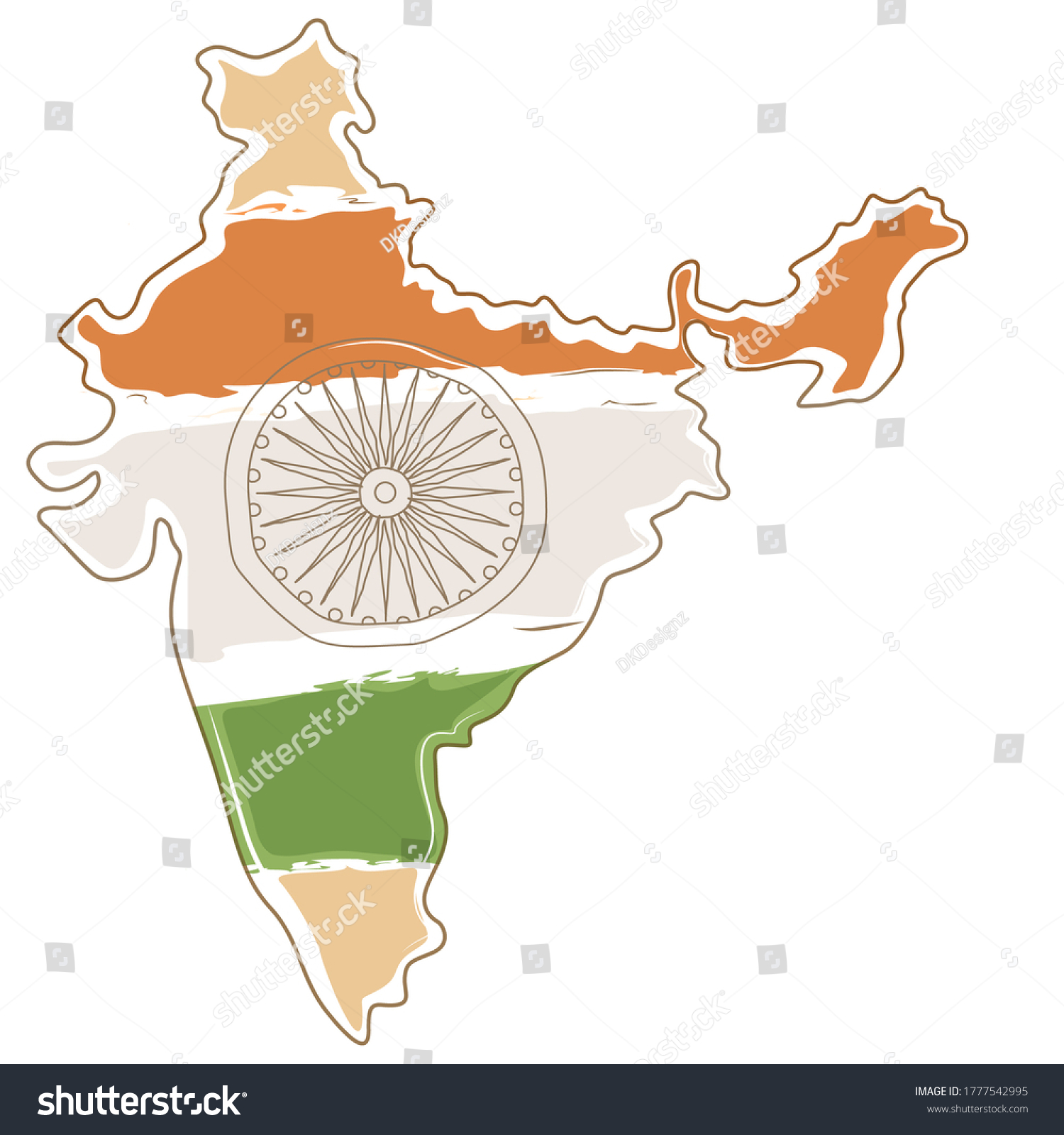 Flag India Map Sketch Vector Stock Vector (Royalty Free) 1777542995 ...