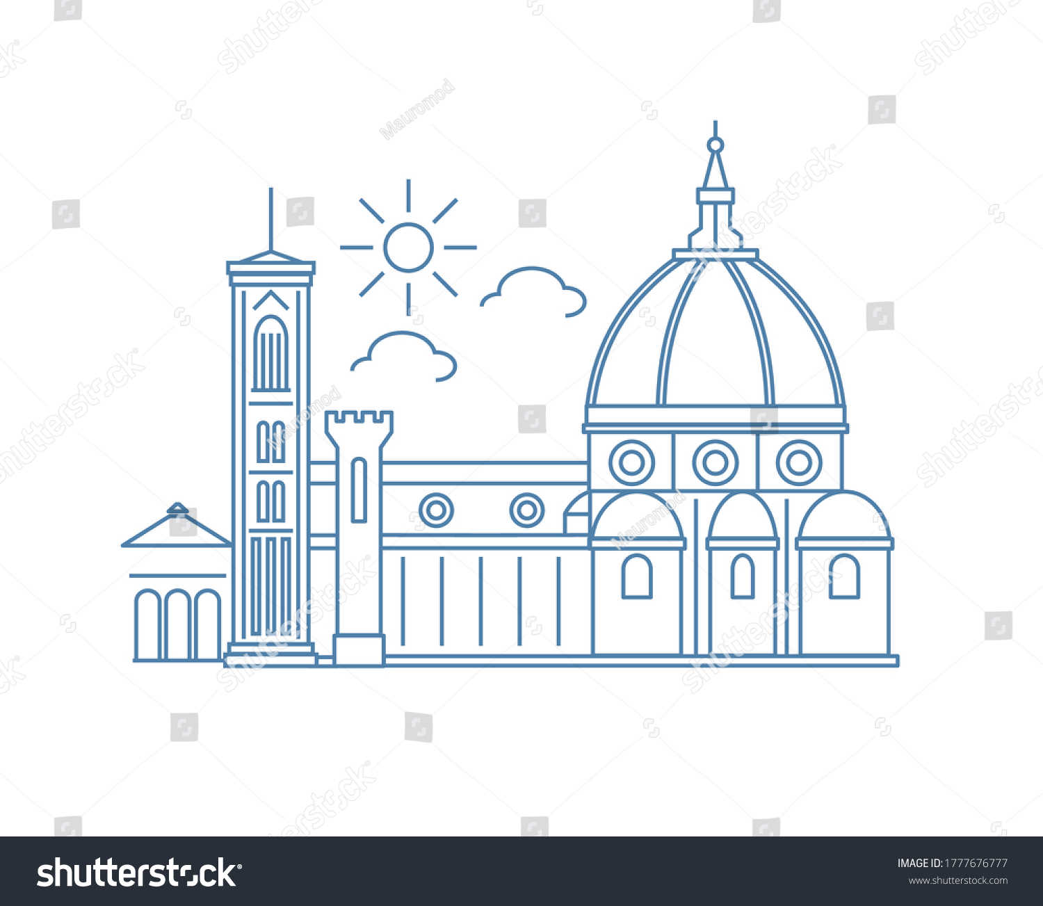 Florence Italy Skyline Vector Illustration Stock Vector (Royalty Free ...