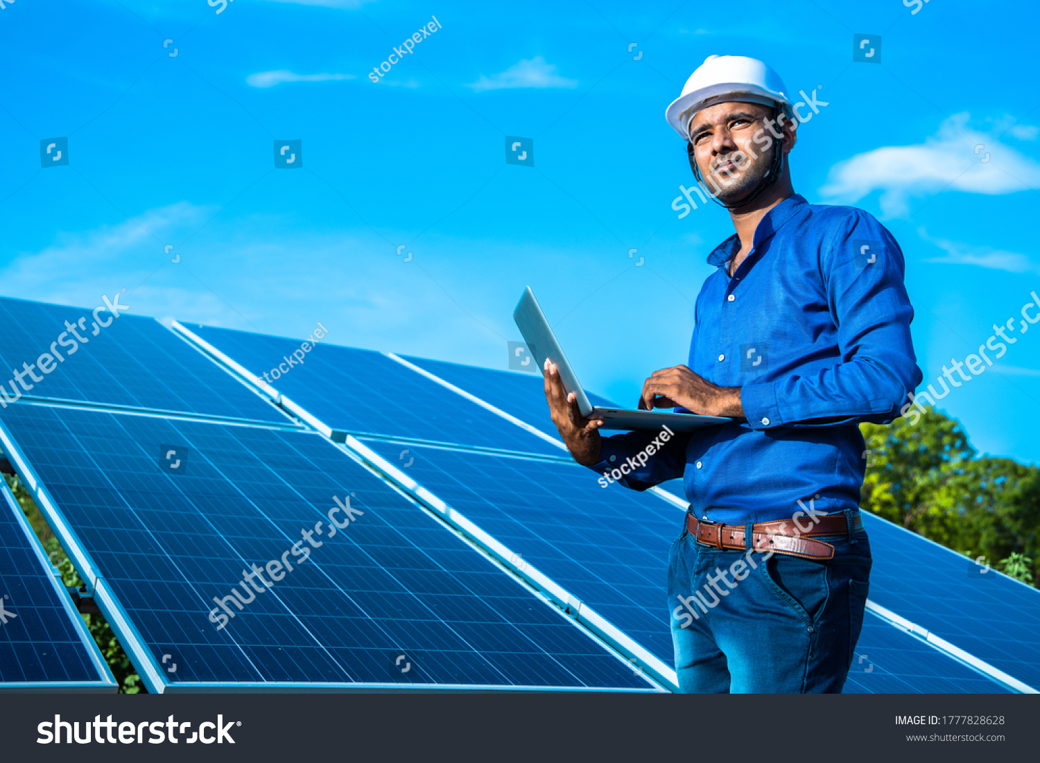 Portrait Young Indian Male Engineer Laptop Stock Photo 1777828628 ...