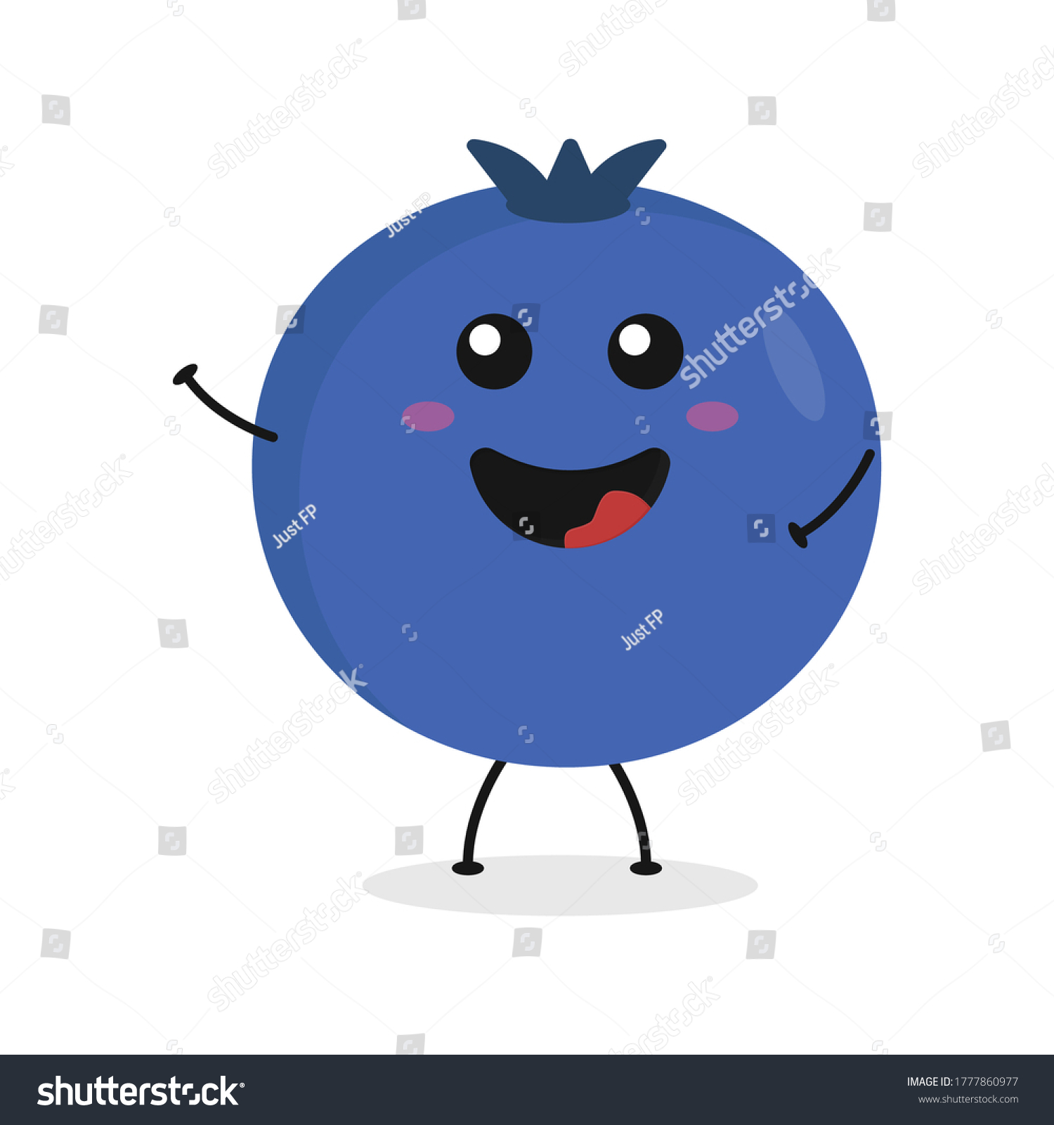 Cute Flat Cartoon Blueberry Illustration Vector Stock Vector (Royalty ...