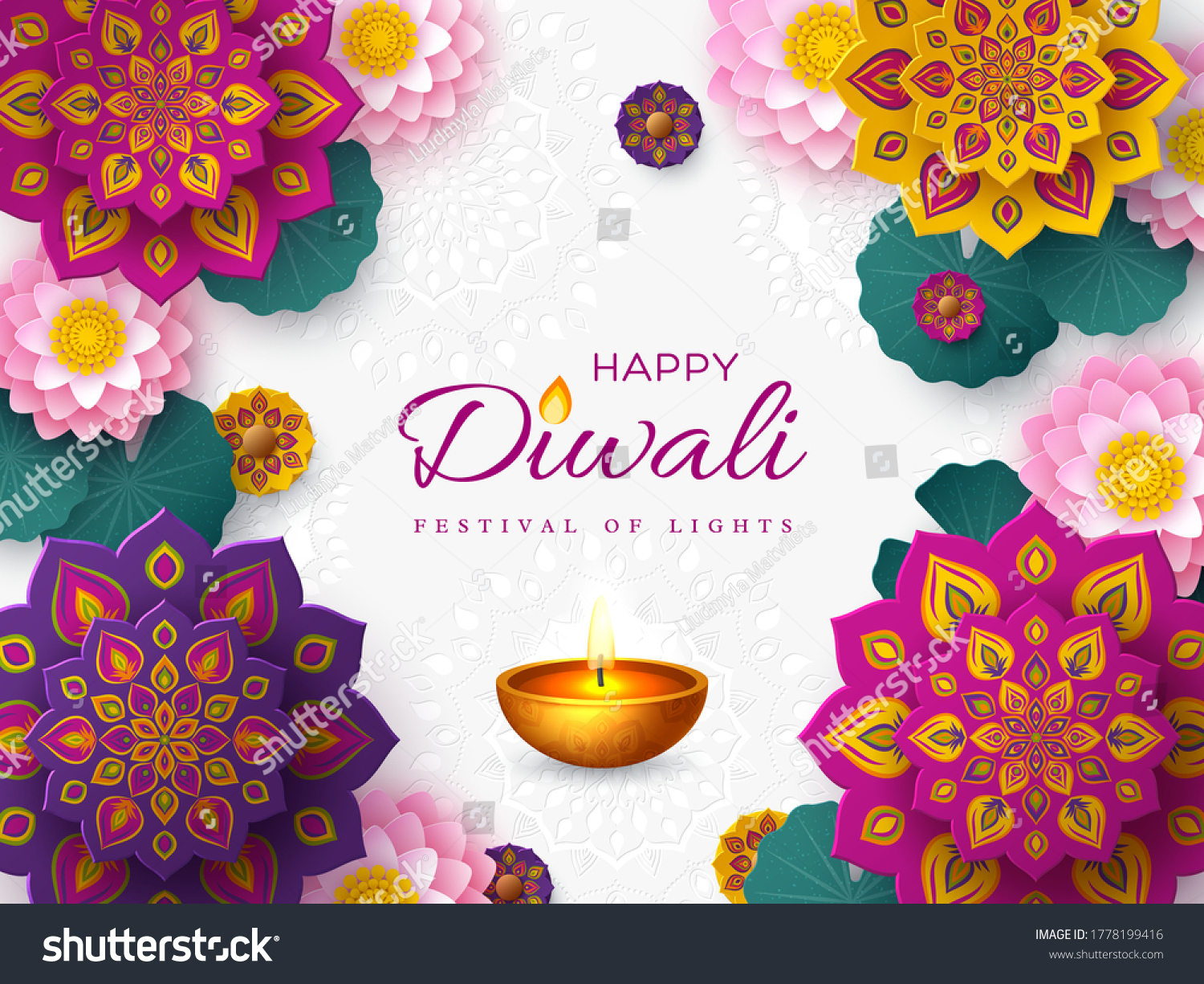 Diwali Festival Lights Holiday Banner Paper Stock Vector (Royalty Free ...