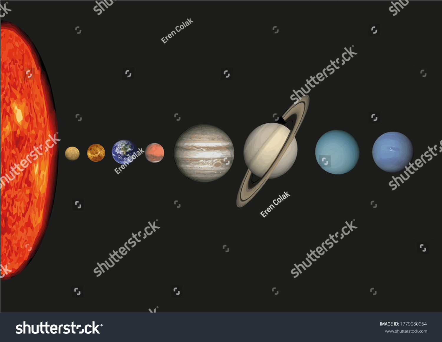 Solar System Planets Black Background Stock Illustration 1779080954 ...