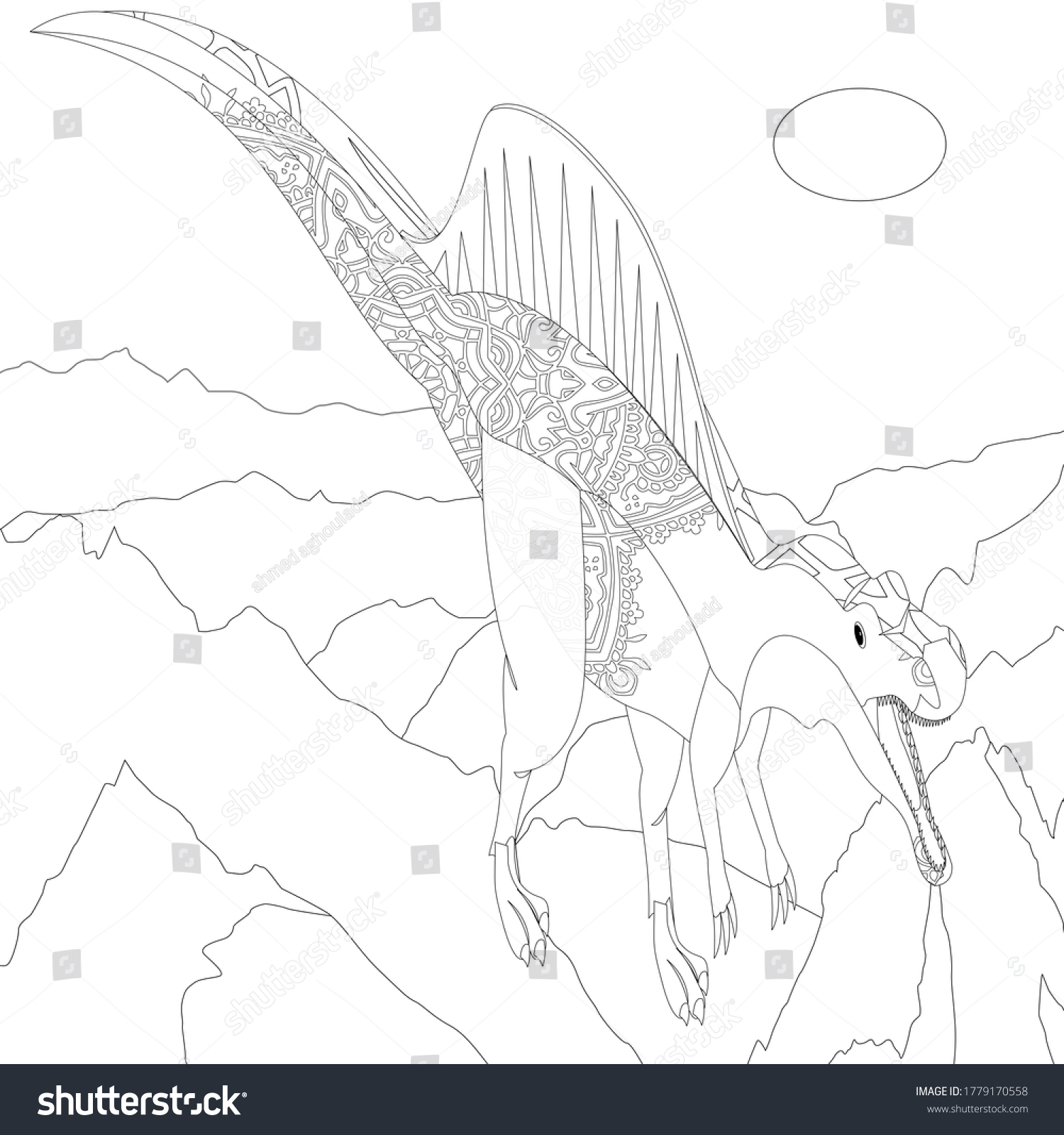 Spinosaurus Dinosaur Dino Coloring Pages Animal Stock Illustration