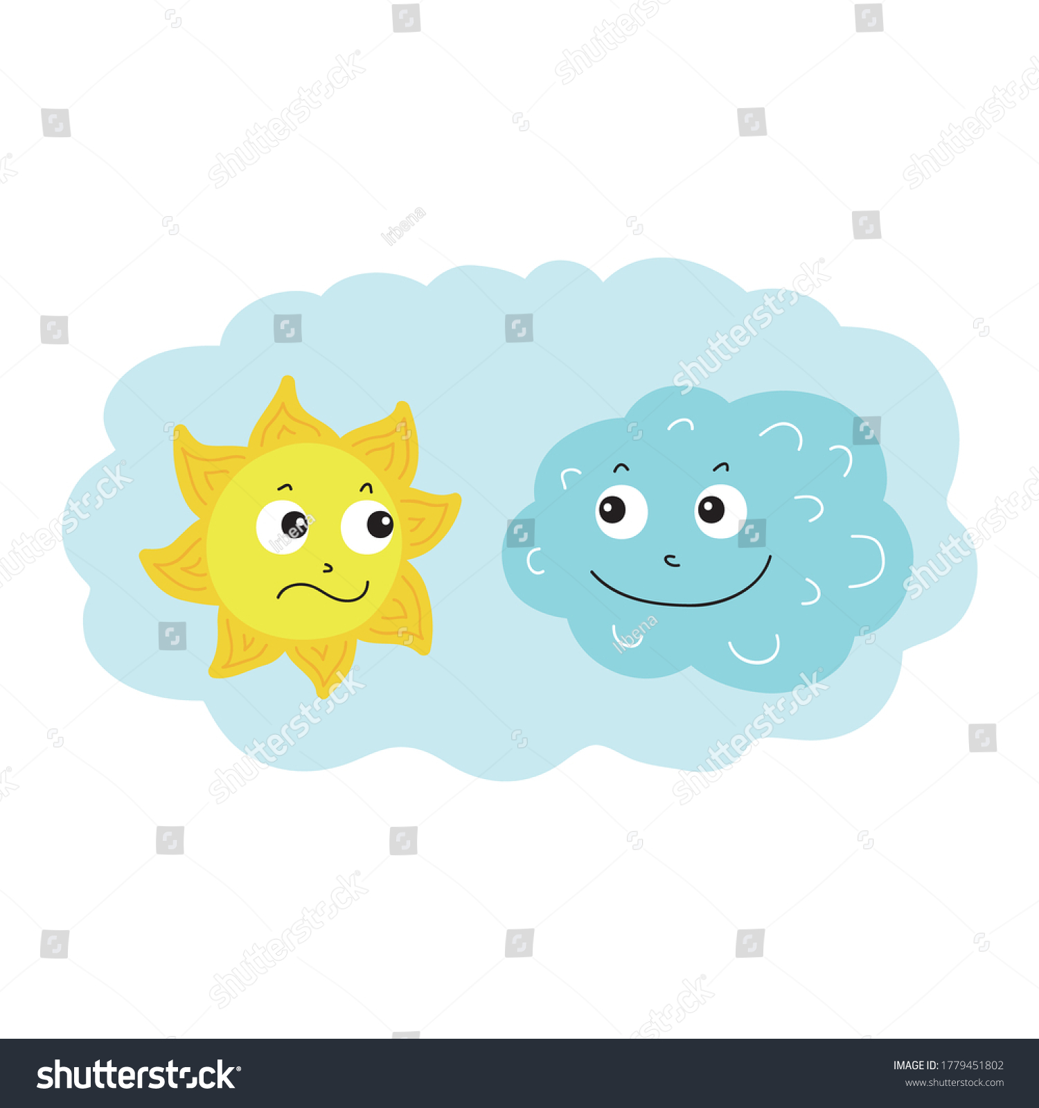 Cute Cartoon Sun Cloud Vector Illustration Stock Vector (Royalty Free ...