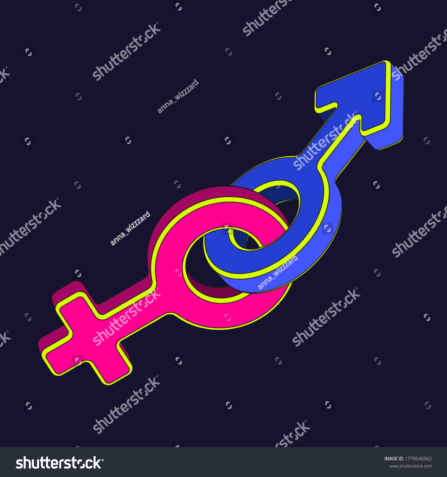 Vector Illustration Gender Symbols Male Female Stock Vector Royalty Free 1779540062 Shutterstock 