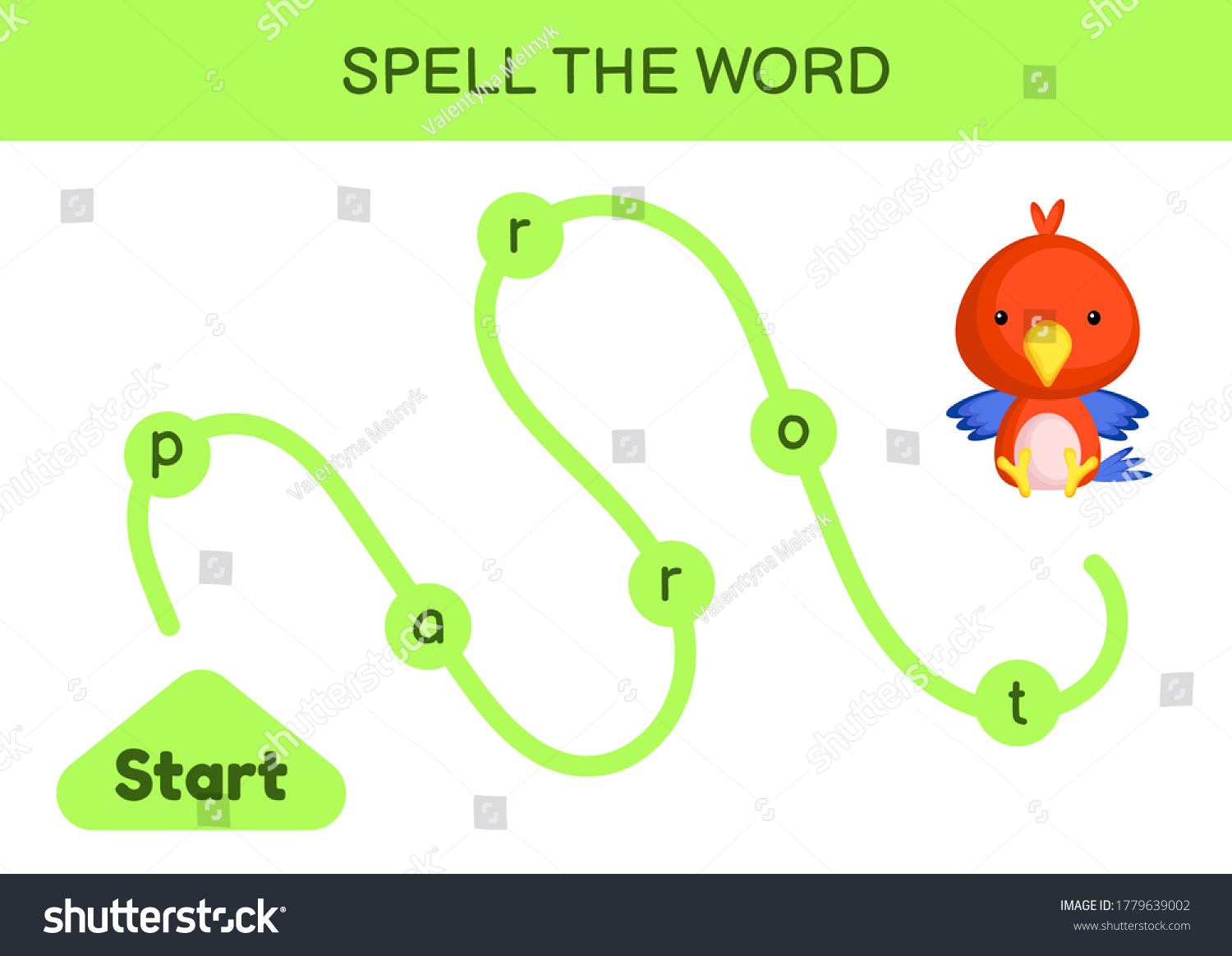 Maze Kids Spelling Word Game Template Stock Vector (Royalty Free ...