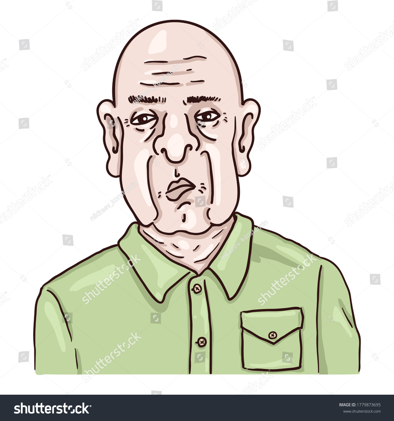 Vector Cartoon Character Bald Old Man Stock Vector (Royalty Free ...